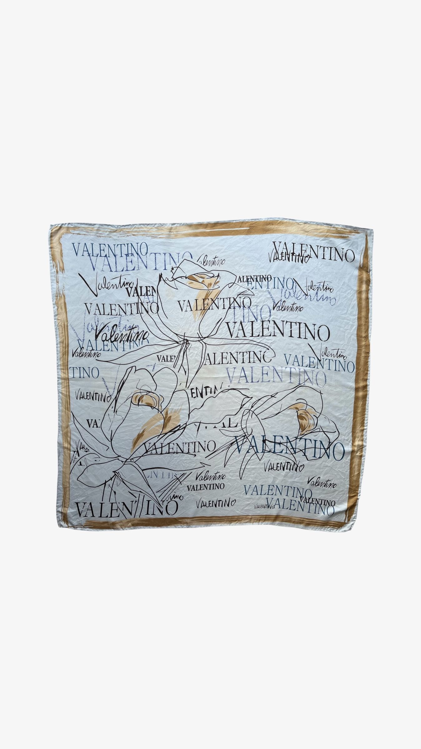 Valentino Vintage 90s Valentino Spell Out Blue Silk Scarf Size ONE SIZE - 1 Thumbnail