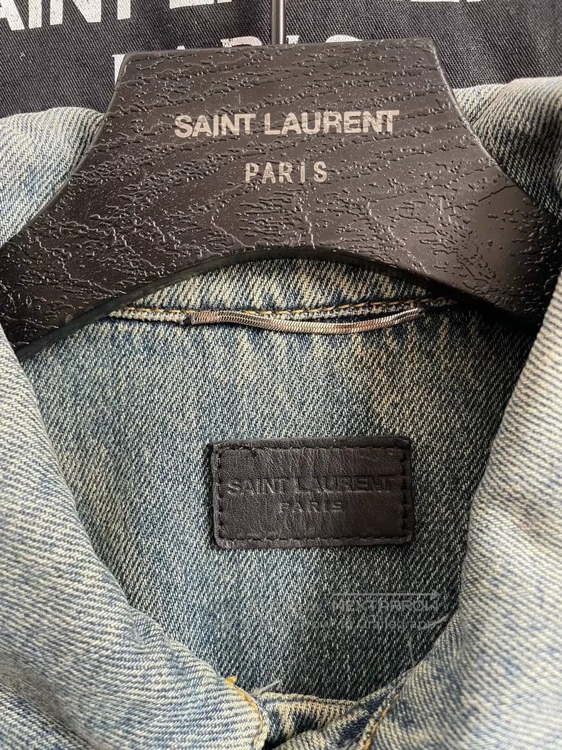 Saint Laurent Paris Saint Laurent Paris Leather Sleeve Denim Jacket Size US S / EU 44-46 / 1 - 4 Thumbnail