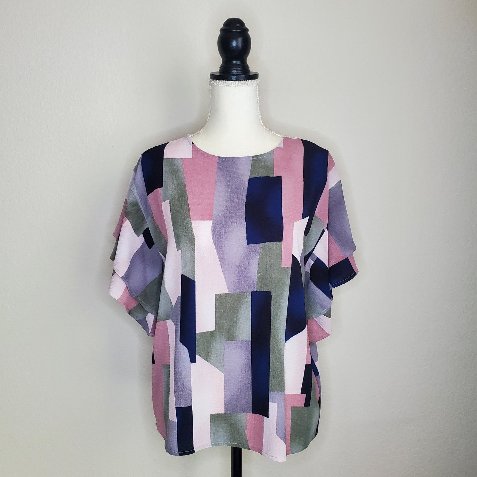 Nordstrom BoBeau Multicolor Geometric Blouse XS Size XS / US 0-2 / IT 36-38 - 1 Thumbnail