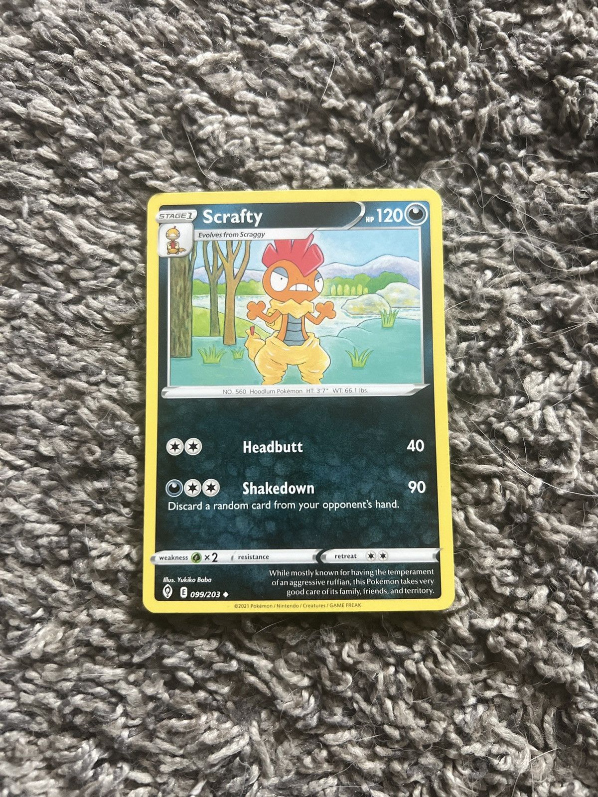 Pokemon 2021 Pokémon Scrafty Stage 1 Card Size ONE SIZE - 1 Thumbnail