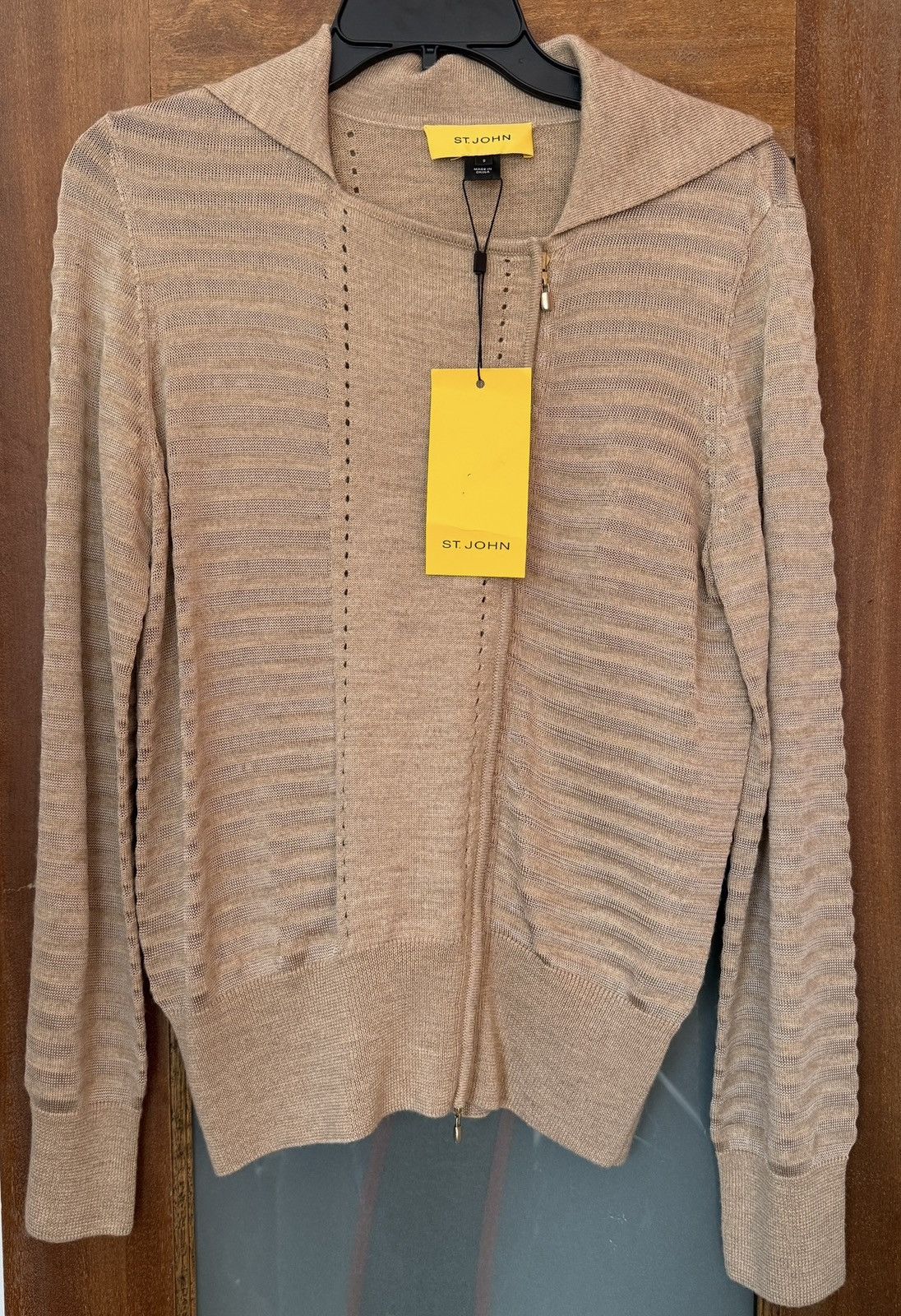St. John St. John Women’s Neutral Dark Camel Wool Blend Zip Cardigan Size S / US 4 / IT 40 - 1 Thumbnail