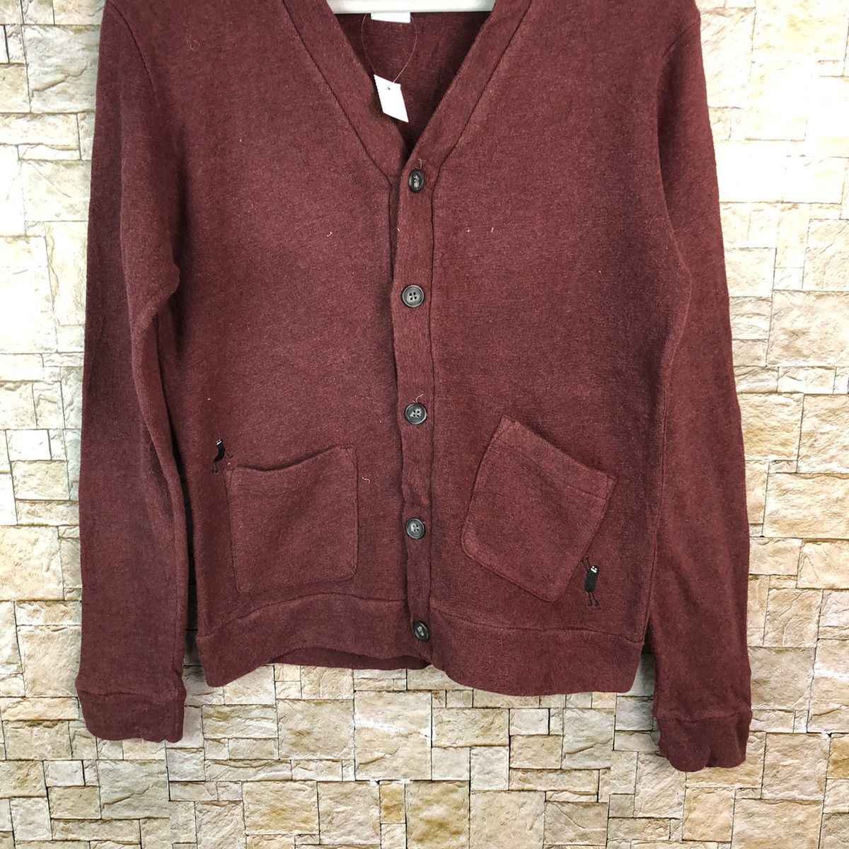 Japanese Brand Graniph Maroon Cardigan Knitwear #A1204 Size US S / EU 44-46 / 1 - 3 Thumbnail