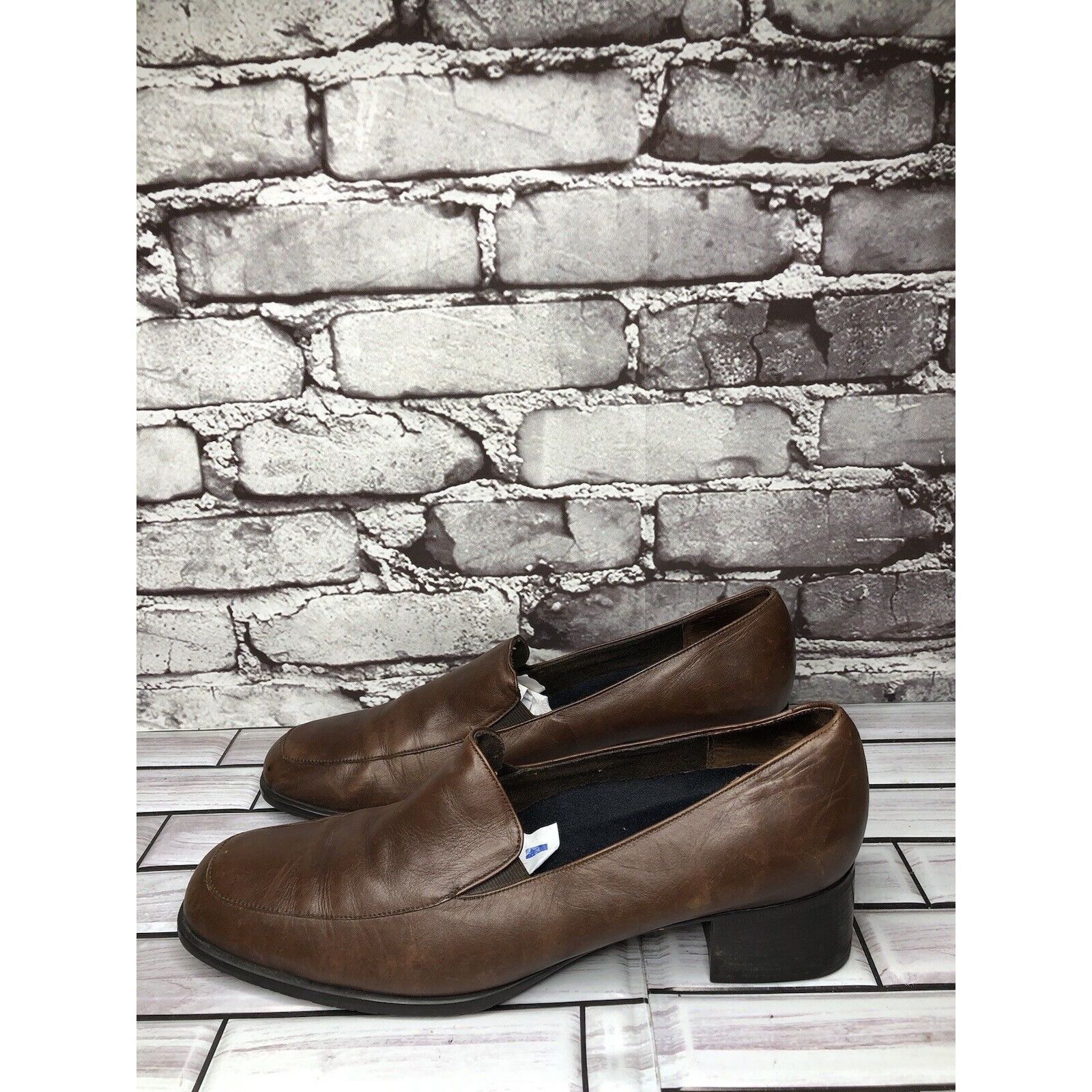 Other Munro American Brown Leather Slip On Square Toe Heel Loafers Size US 10 / IT 40 - 13 Thumbnail