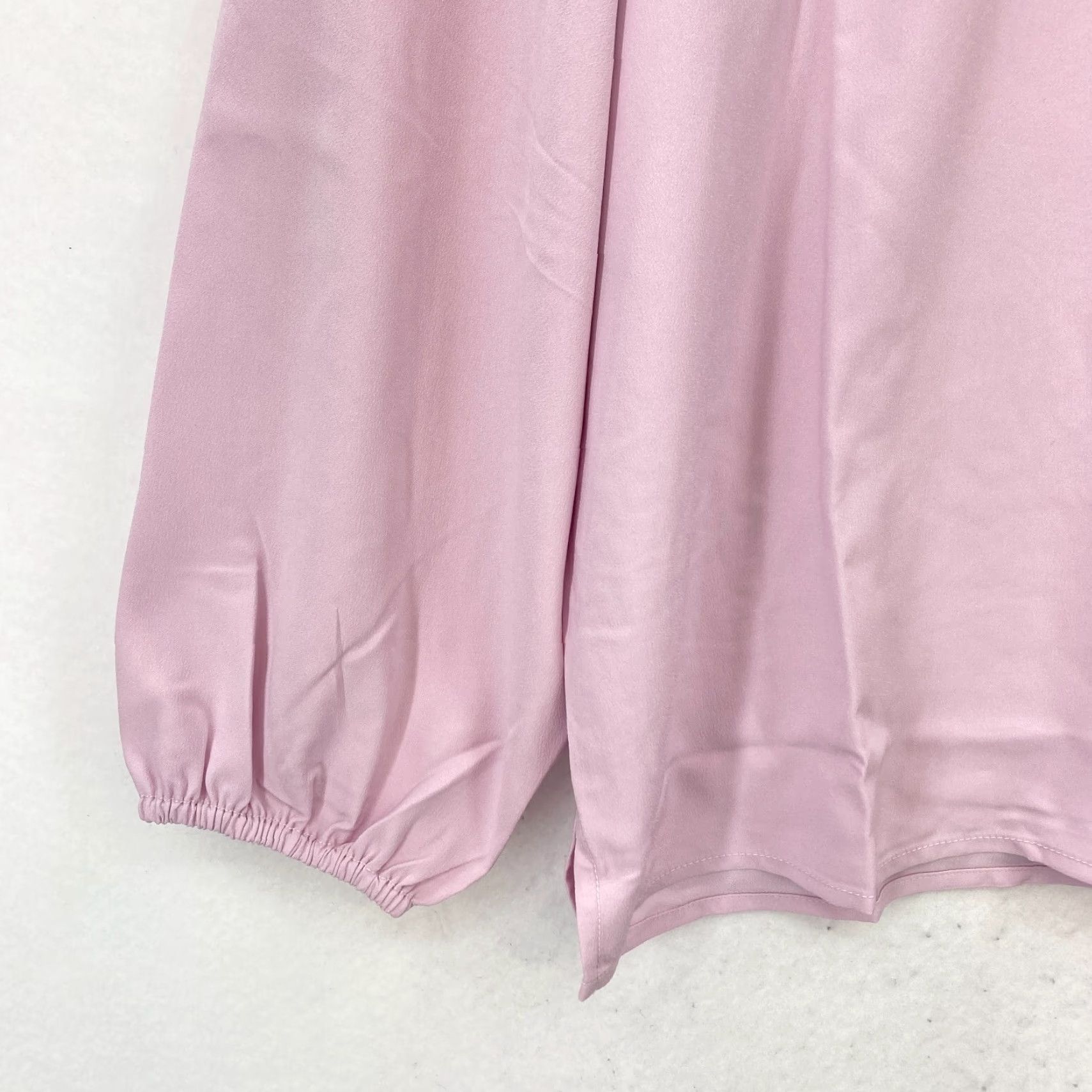 J.Crew J.Crew Puff Sleeve Satin Back Crepe Top Women's Large Tall Pink Keyhole Neckline Shirt Size L / US 10 / IT 46 - 2 Thumbnail