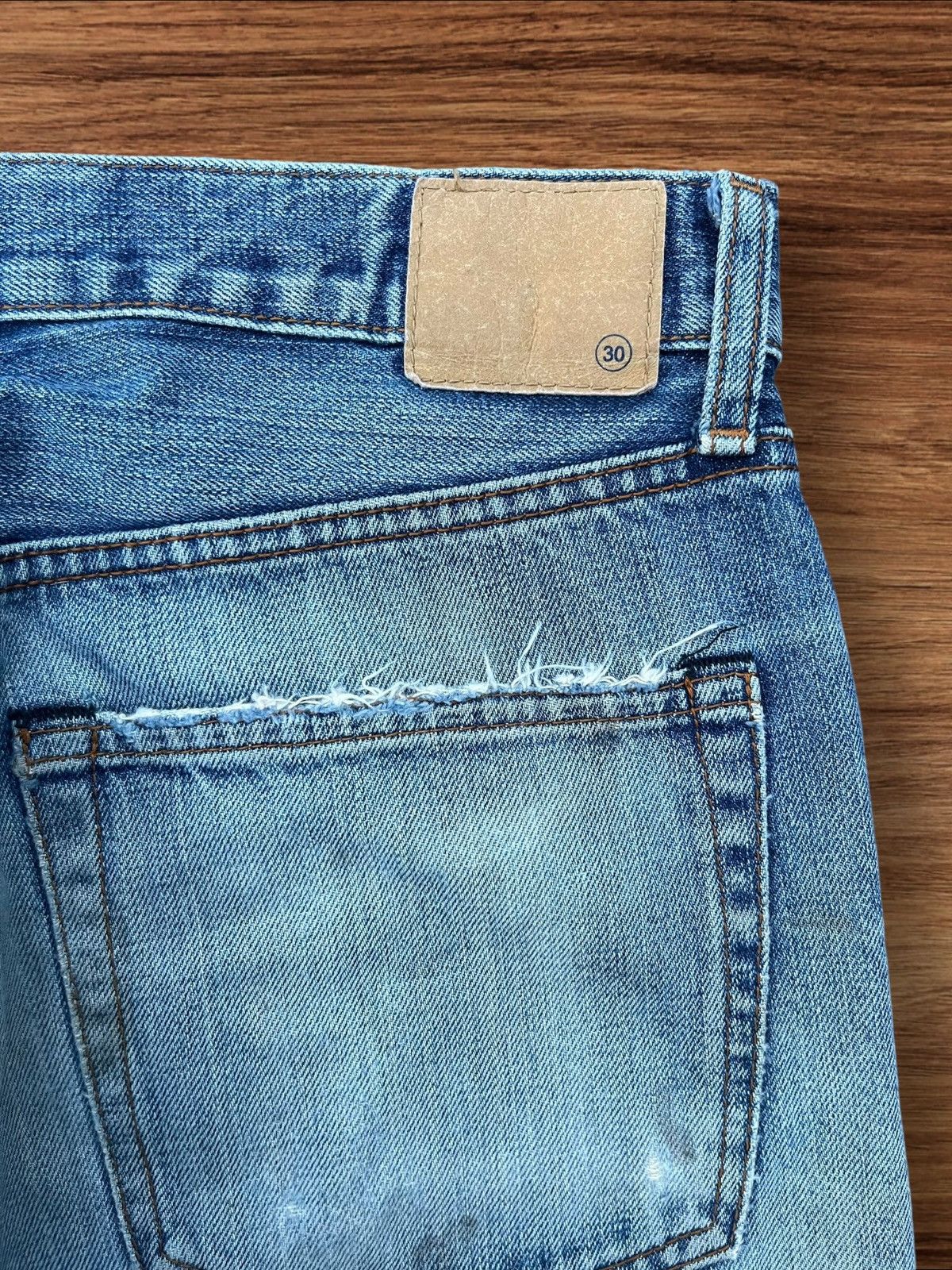 Japanese Brand × Jun Takahashi Vintage Japanese Blue Washed Buttonfly Ripped Selvedge Jeans Size US 30 / EU 46 - 8 Thumbnail