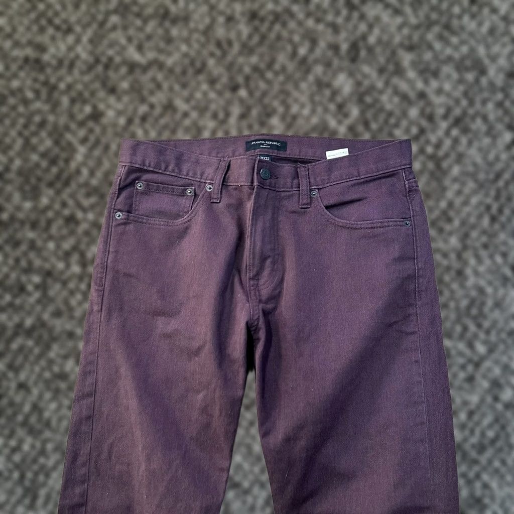 Banana Republic Banana Republic Jeans Mens Slim 31x32 Red Burgundy Denim Stretch 5-Pocket Straight Size US 31 - 1 Thumbnail