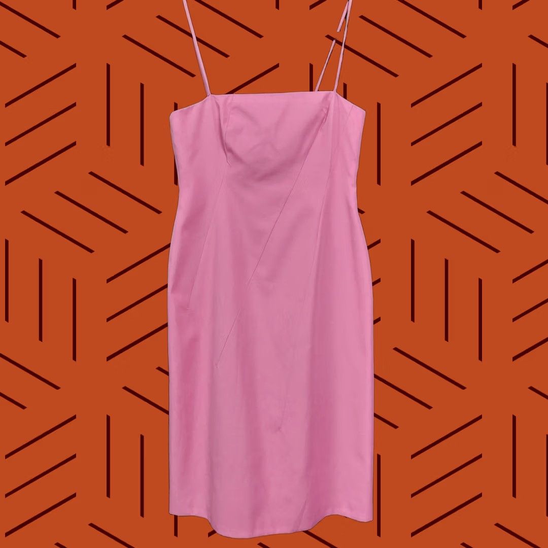 Bcbgmaxazria BCBG MAXAZRIA Pink Spaghetti Strap Dress Solid Knee Length Women Size 6 Size M / US 6-8 / IT 42-44 - 1 Thumbnail