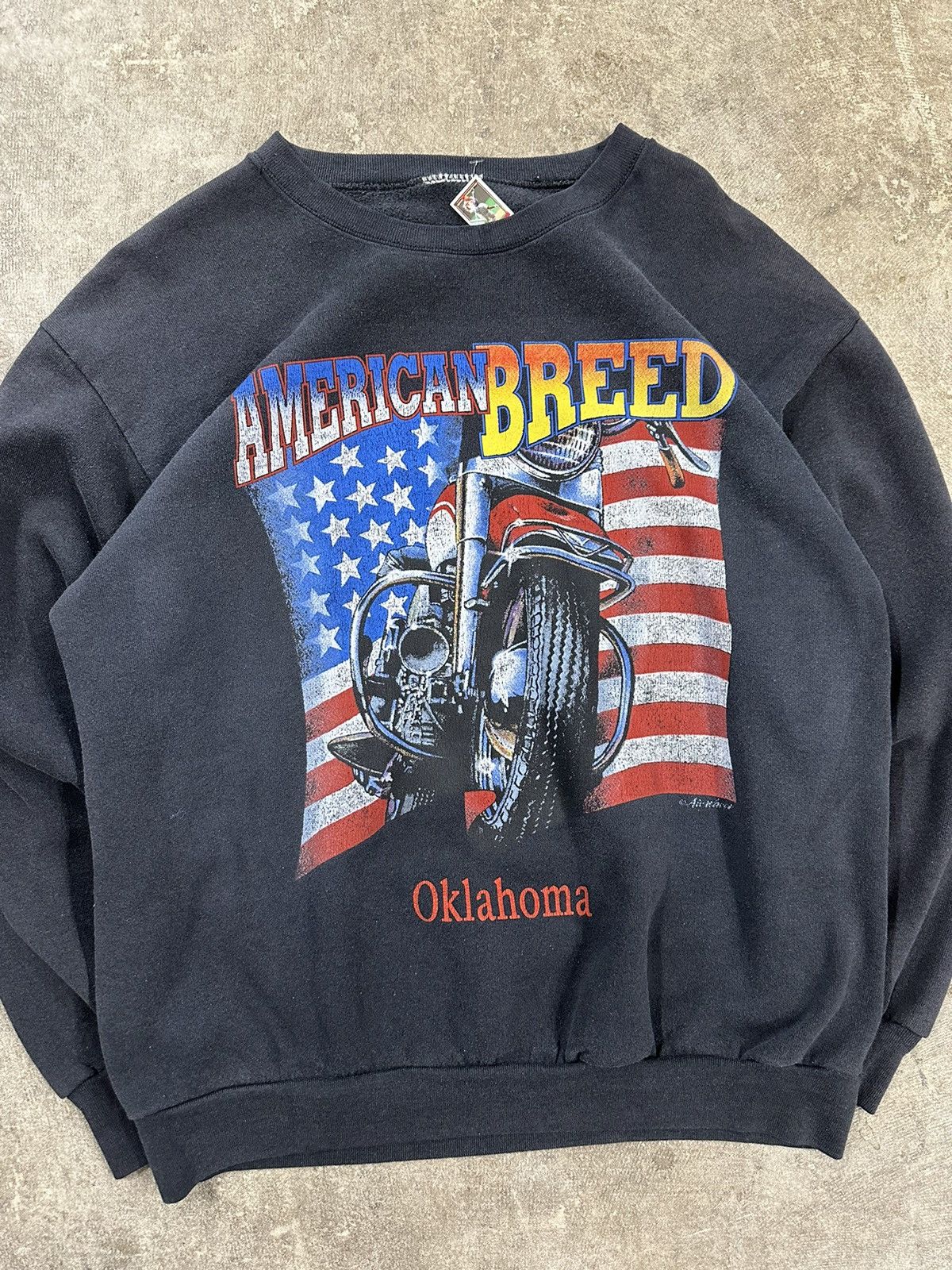 Vintage Vintage 90s American Breed Oklahoma Biker Sweatshirt Size US S / EU 44-46 / 1 - 3 Thumbnail