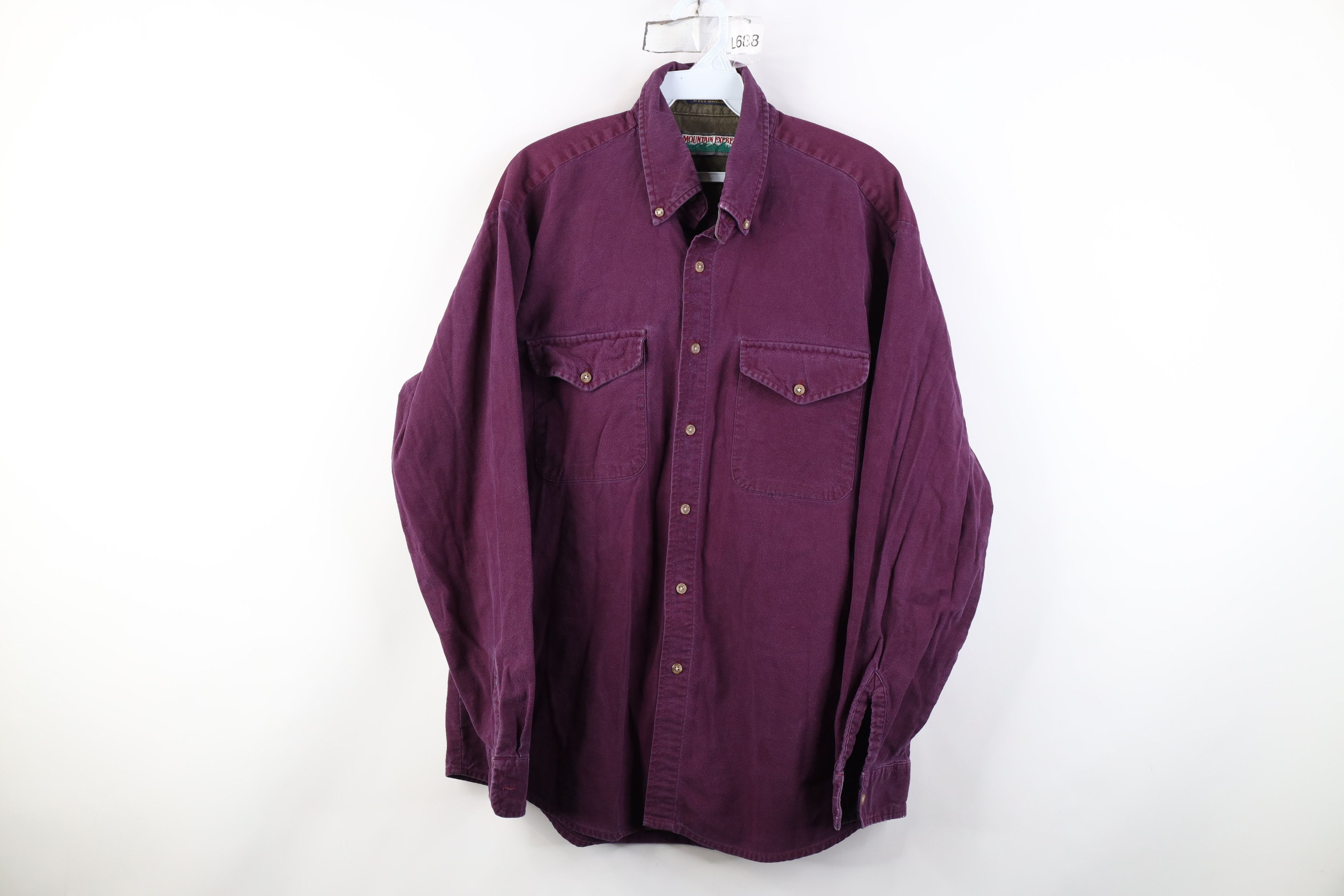 Vintage Vintage 90s Streetwear Chamois Collared Button Down Shirt Size US L / EU 52-54 / 3 - 1 Thumbnail