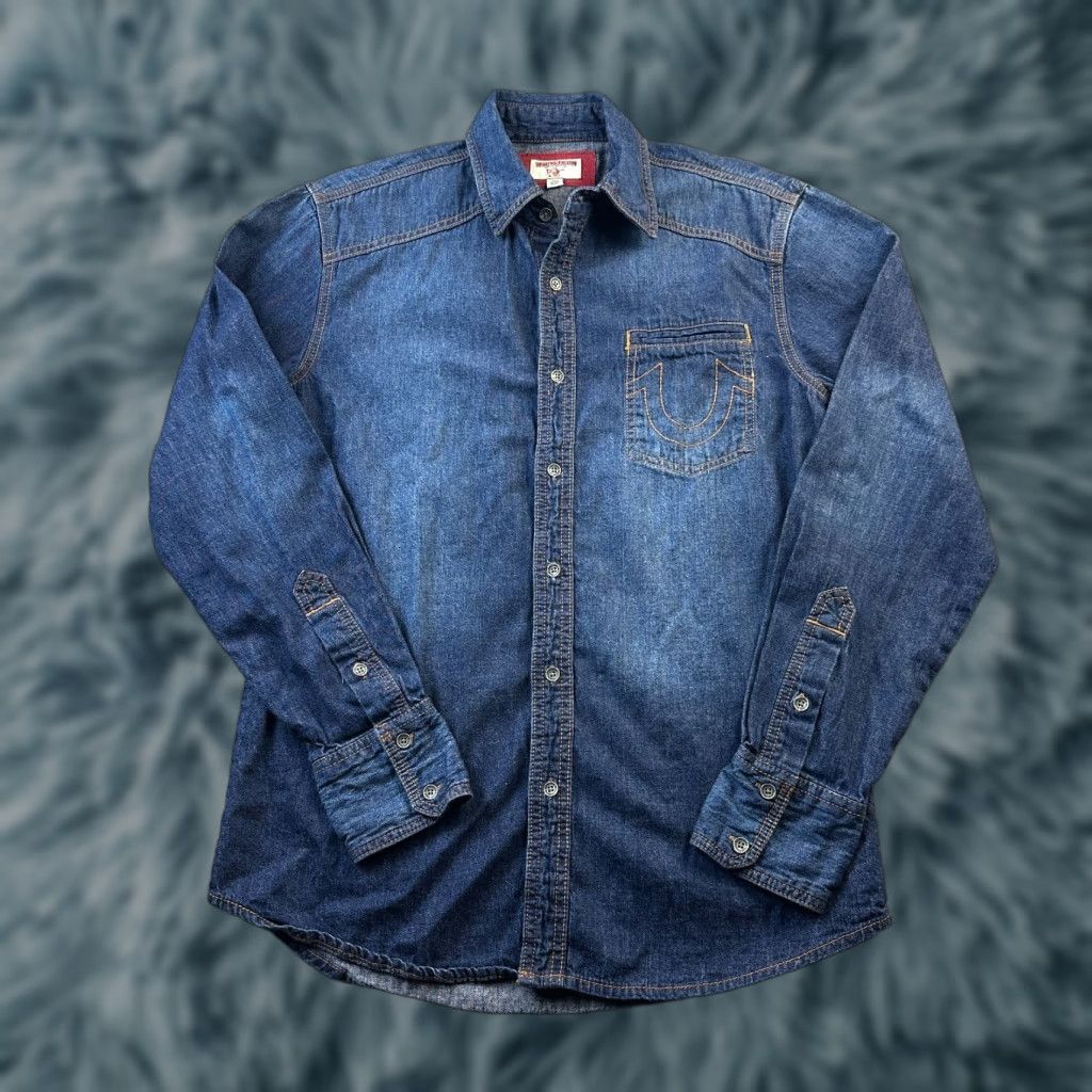 True Religion True Religion Shirt Mens Small Blue Denim Button Up Jean Western Size US S / EU 44-46 / 1 - 1 Thumbnail