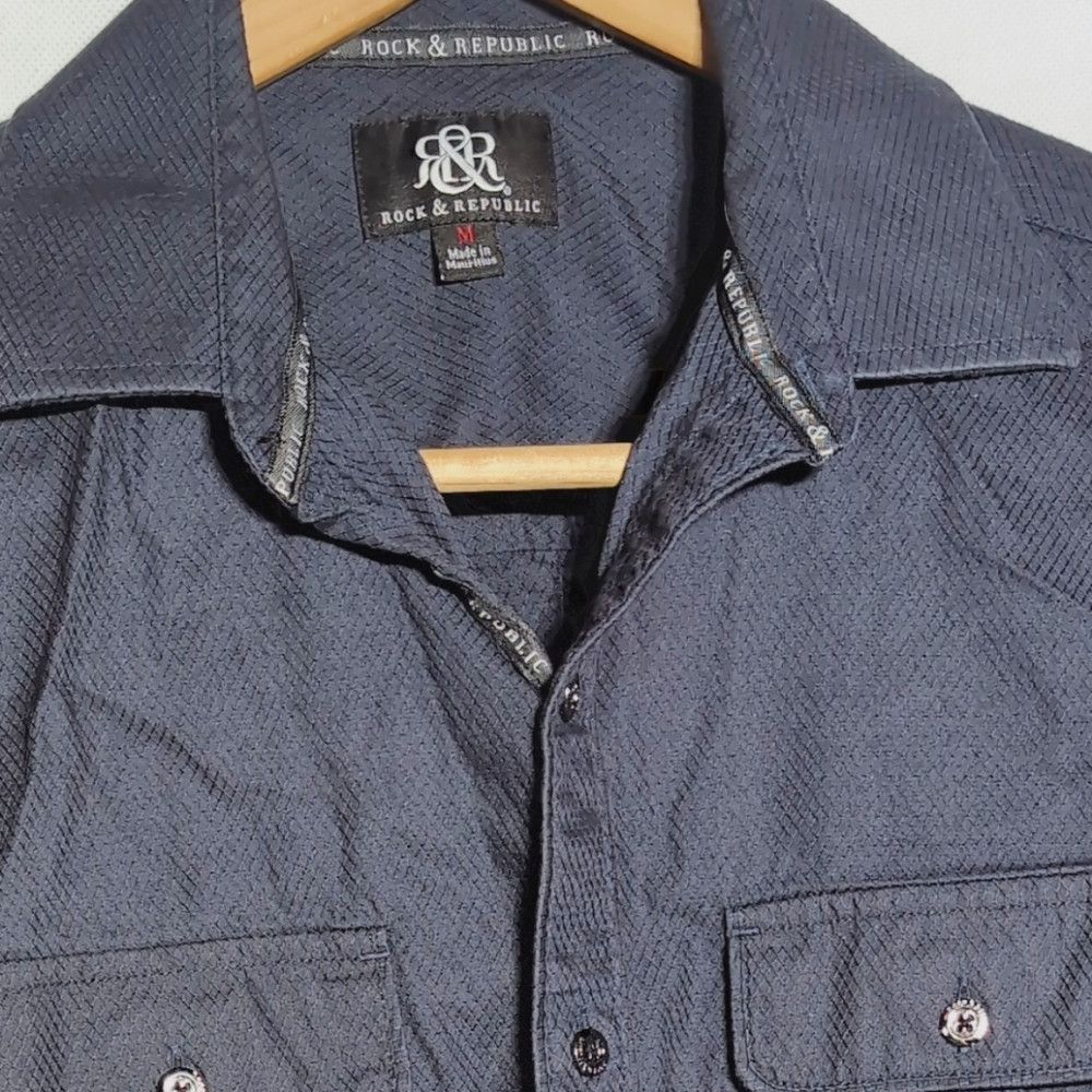 Rock & Republic Rock And Republic Diamond Weave Men's Blue Shirt Sz M Size US M / EU 48-50 / 2 - 6 Thumbnail