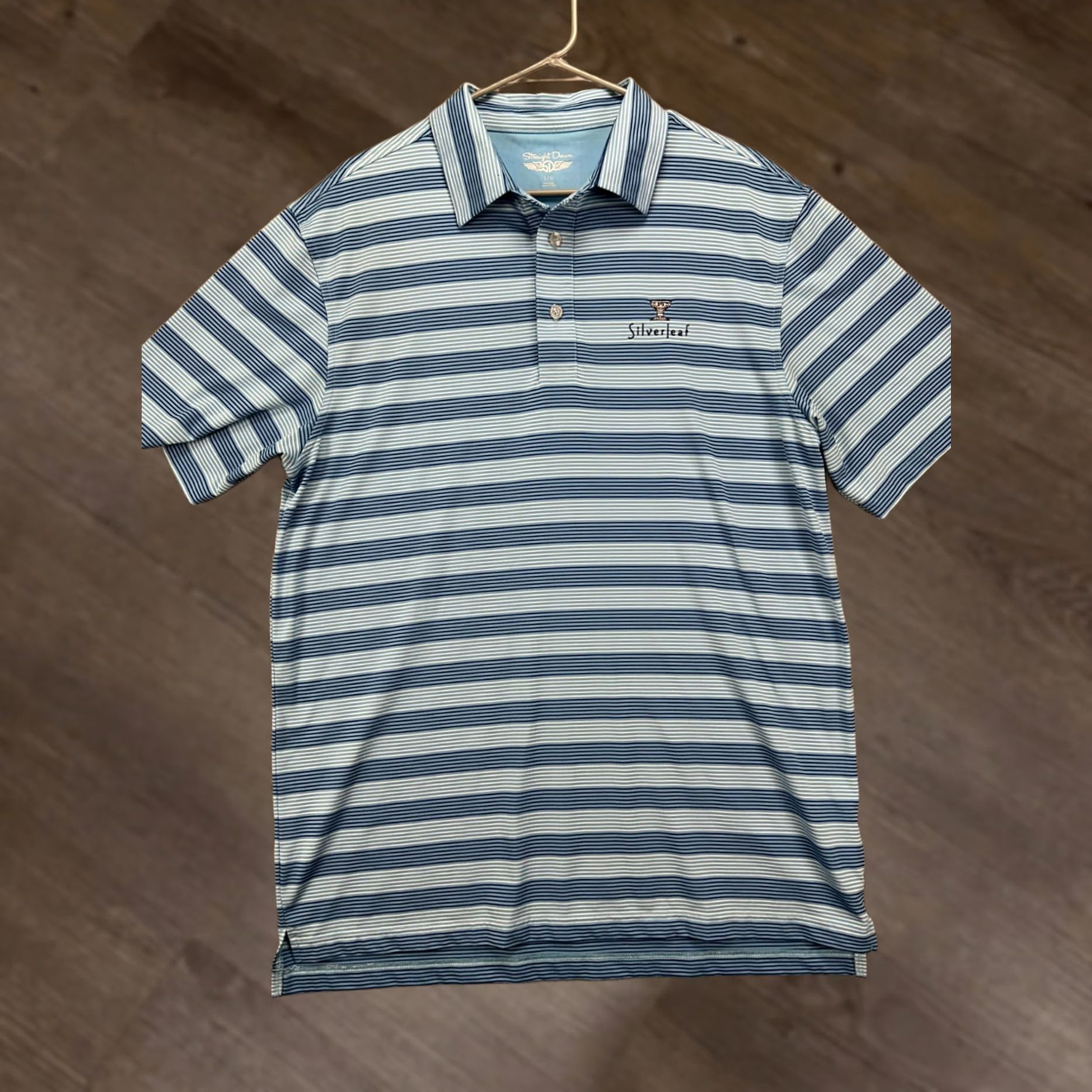 Vintage Straight Down Golf Polo Shirt Adult Large Blue Balance Stripe Short Sleeve Mens Regular Fit Size US L / EU 52-54 / 3 - 1 Thumbnail