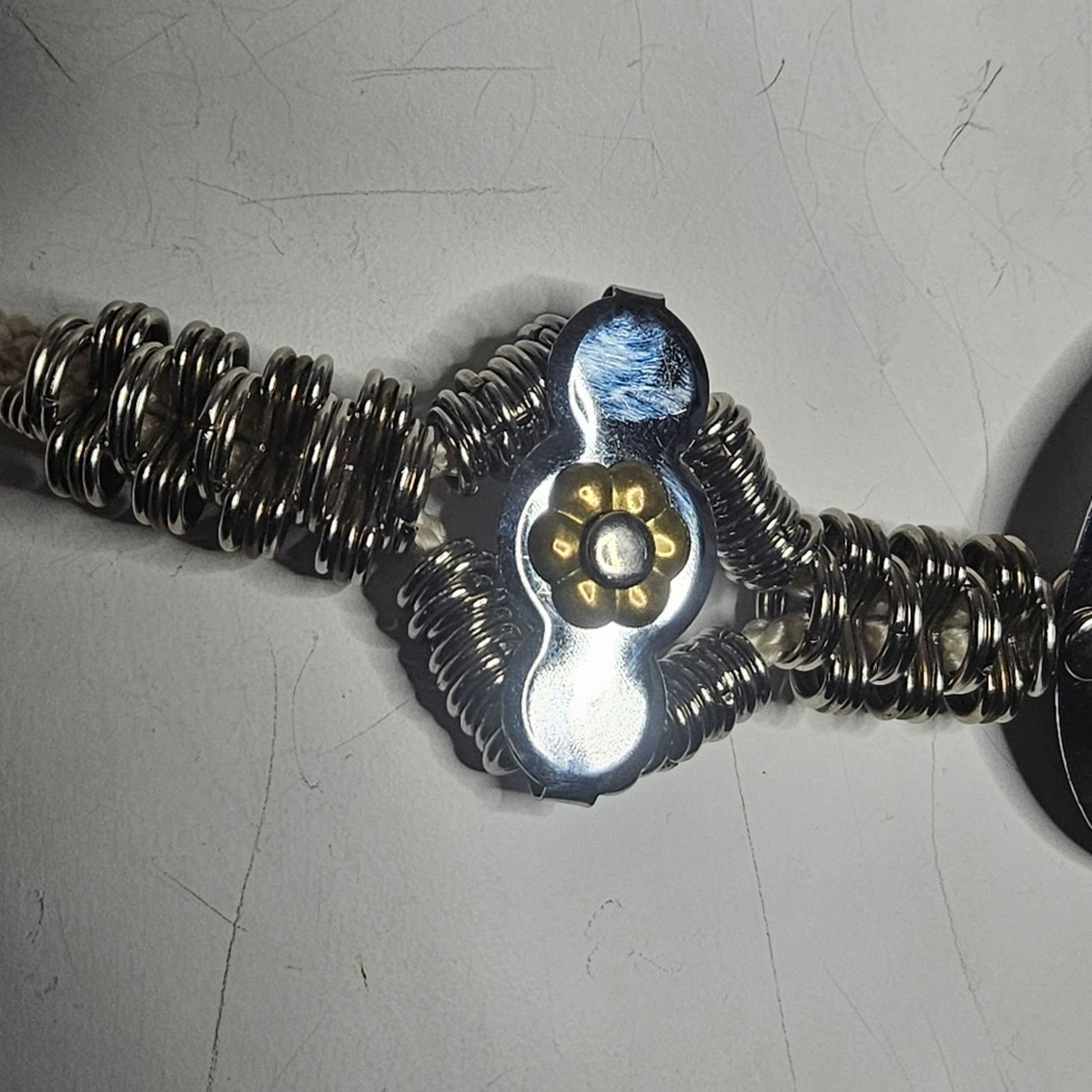 Vintage VTG 70s 80s Silver/Brass Tone Flower Rope Belt, 36" long Size ONE SIZE - 4 Thumbnail
