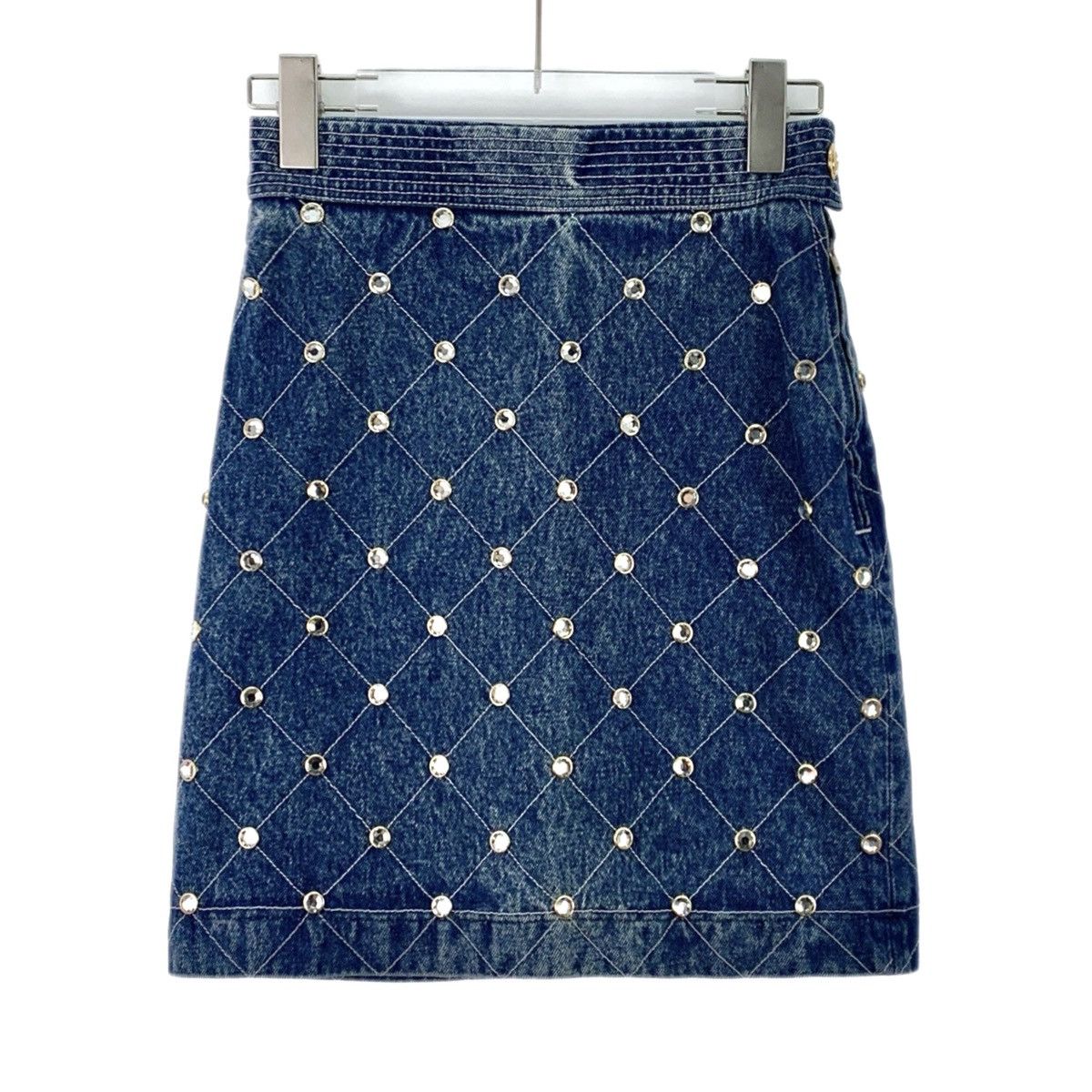 Gucci Gucci Blue Diamond-embellished Casual Denim Skirt K26WX Size 25" / US 0 / IT 36 - 1 Thumbnail