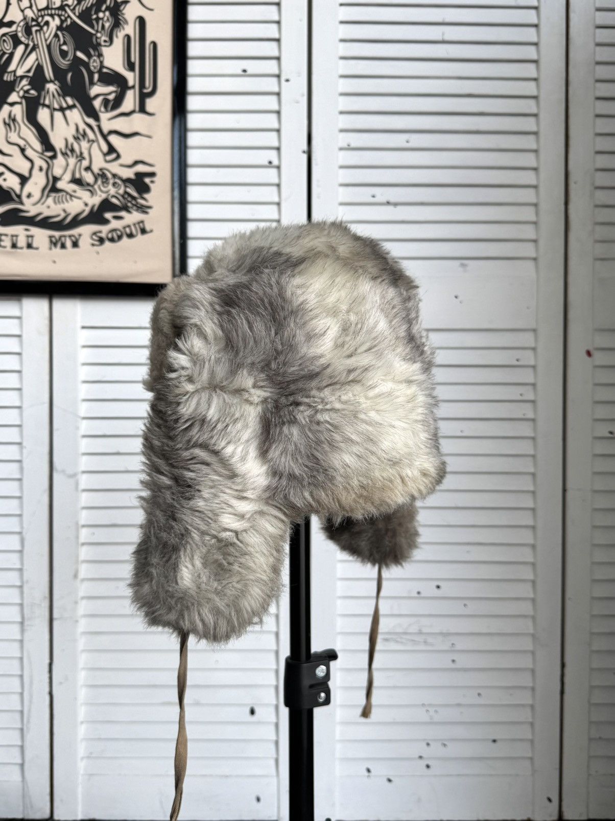 Vintage Vintage Faux Fur Ushanka Trapper Hat Gray Soviet Style 80s Size ONE SIZE - 11 Thumbnail