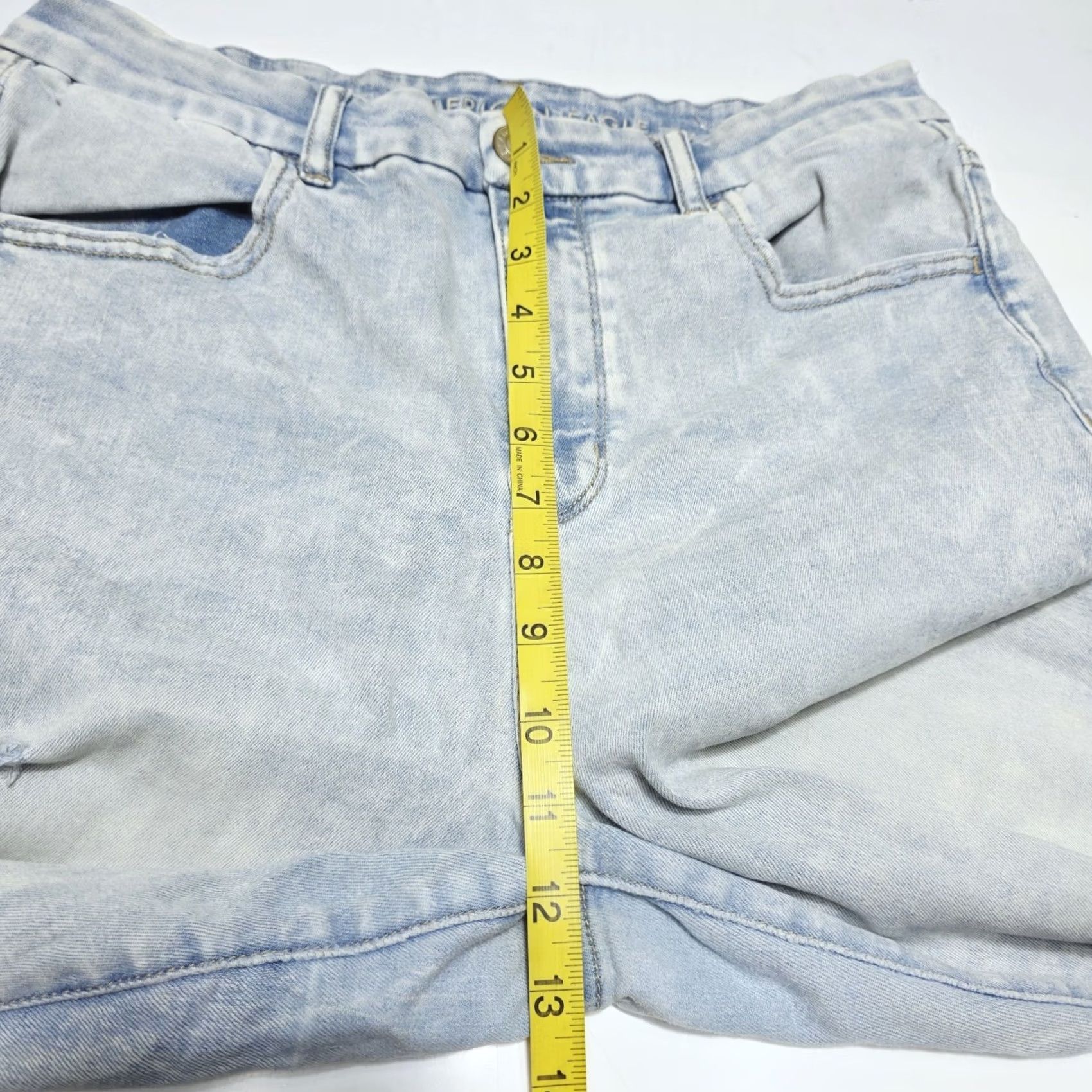 American Eagle Outfitters American Eagle AE Next Level Stretch Curvy Hi-Rise Distressed Jeans Size 14 Women Straight Blue 28in Inseam Regular 24 in Waist Stretch Jeans Size 36" / US 14 / IT 50 - 7 Thumbnail