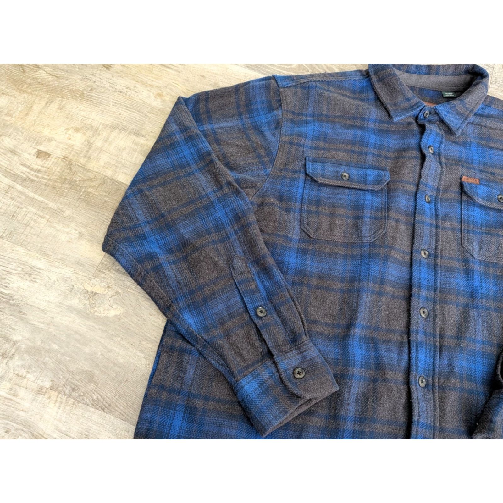 Orvis VINTAGE ORVIS Mens Big Bear Heavy Weight Flannel Shirt Blue Gray Plaid 2XL Side Pockets Size US XXL / EU 58 / 5 - 4 Thumbnail