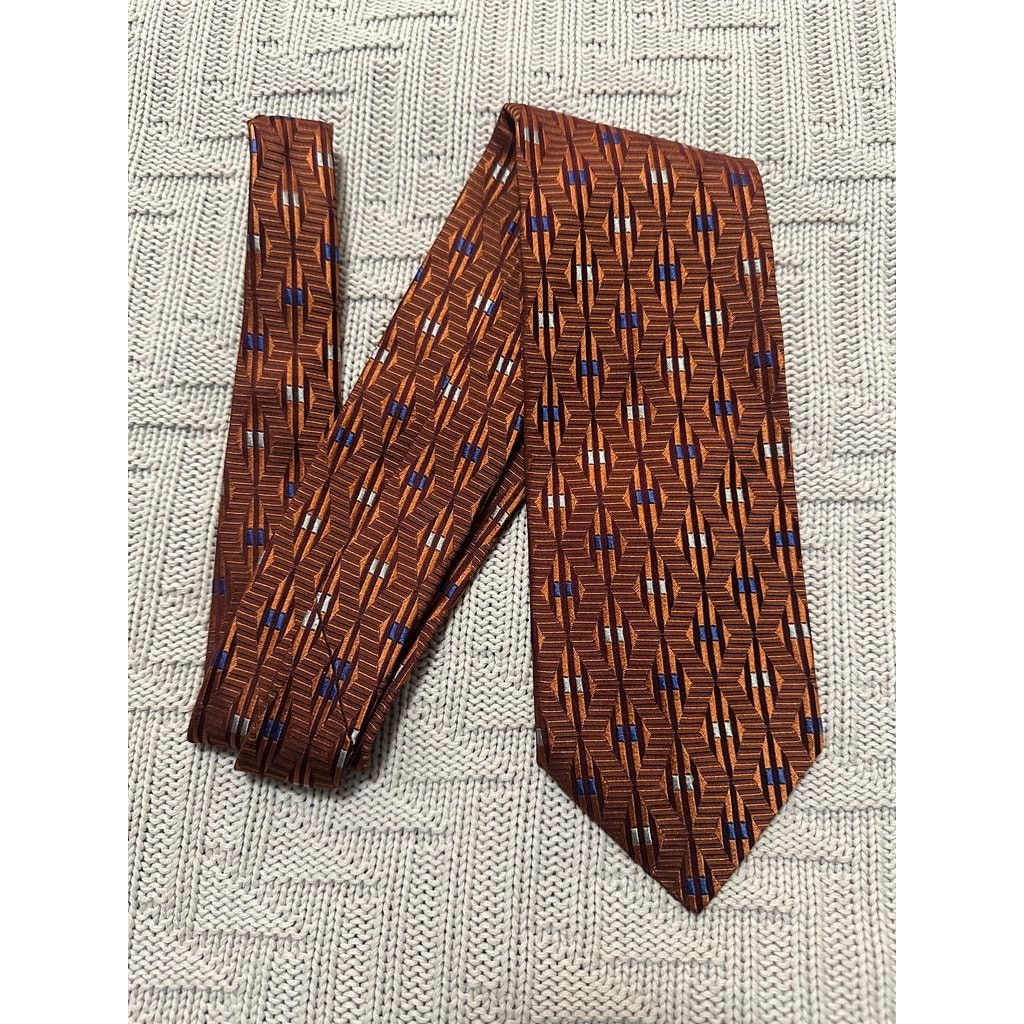 Altea Altea dark orange patterned Italian silk tie Size ONE SIZE - 1 Thumbnail