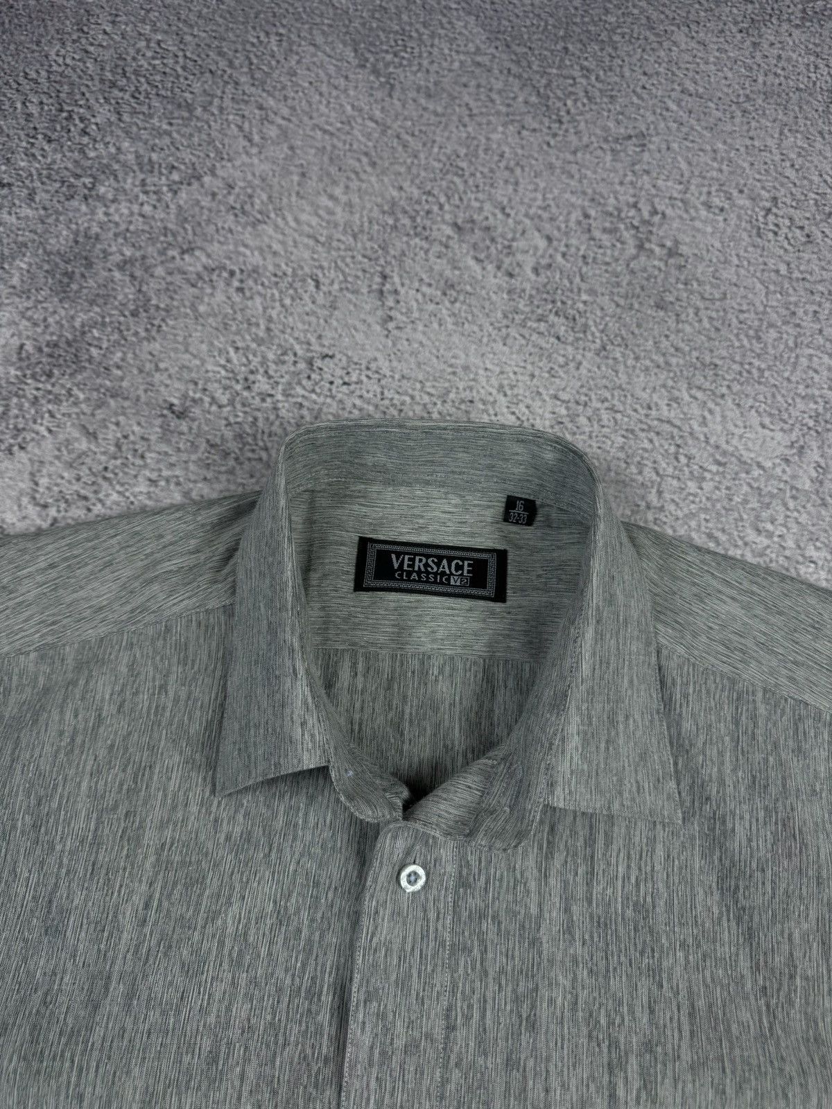 Designer × Versace × Vintage Vintage Versace Classic V2 Gray Melange Long Sleeve Shirt Size US M / EU 48-50 / 2 - 5 Thumbnail