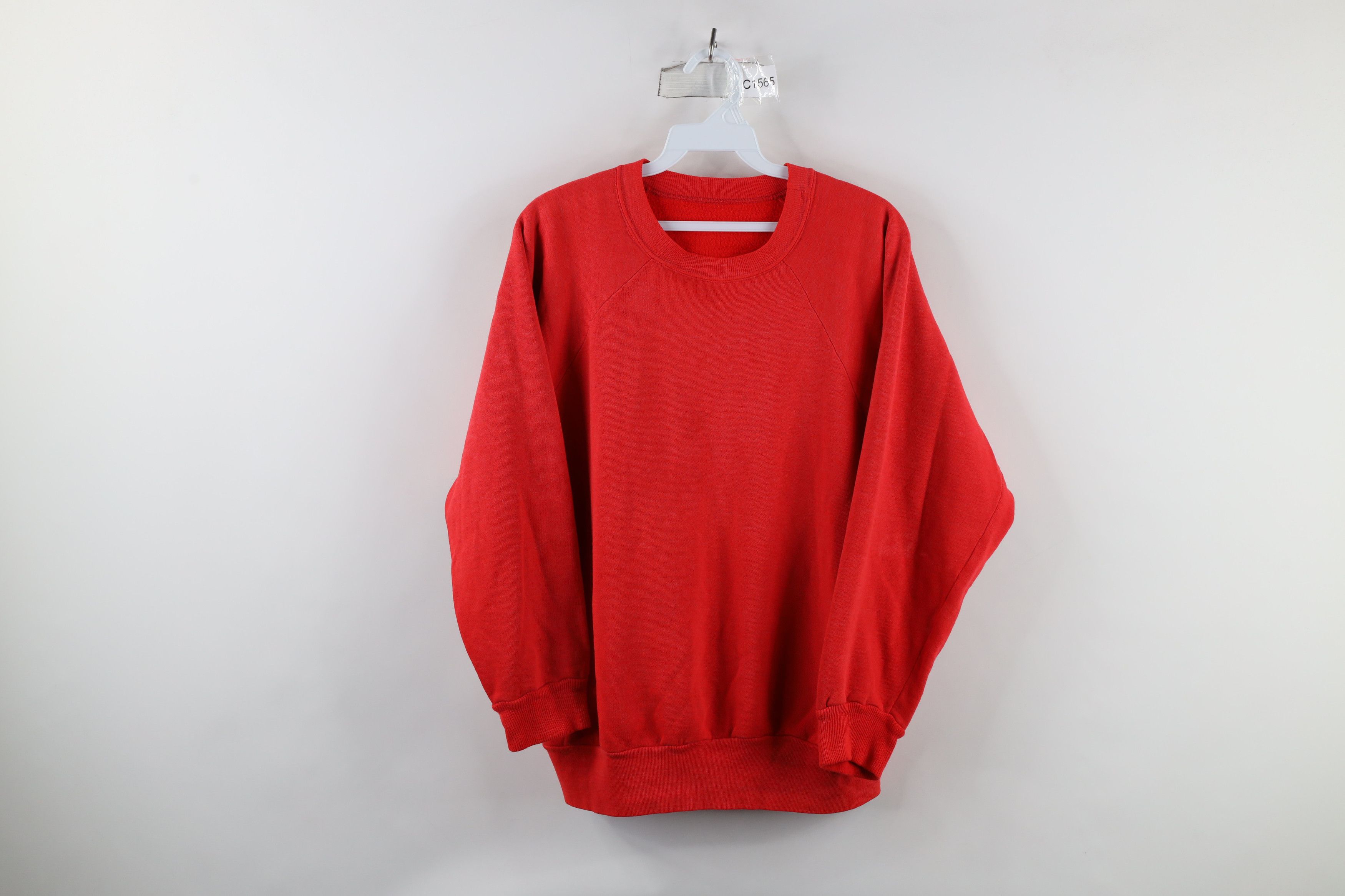 Vintage Vintage 70s Streetwear Raglan Crewneck Sweatshirt Red USA Size XL / US 12-14 / IT 48-50 - 1 Thumbnail