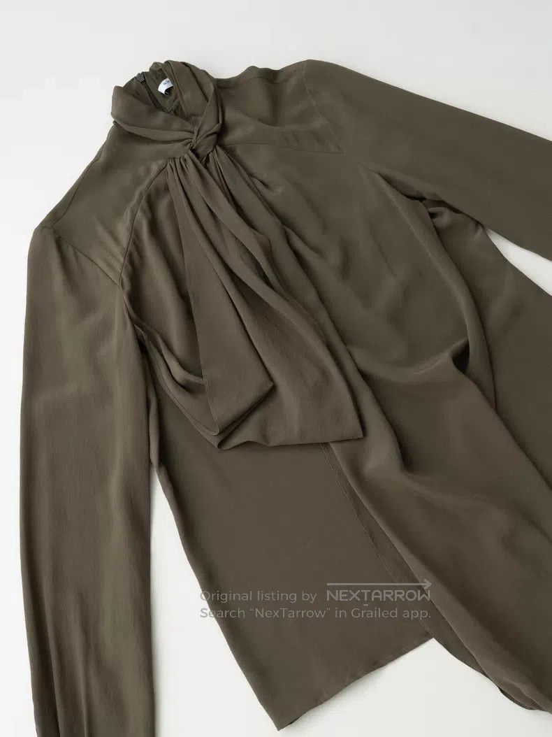 Givenchy Givenchy Sophisticated Olive Green Silk Long Sleeve Shirt Size XS / US 0-2 / IT 36-38 - 4 Thumbnail