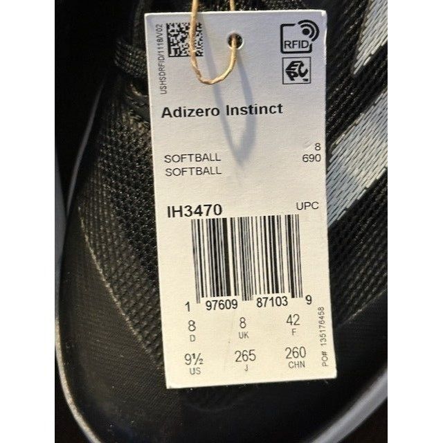 Adidas Adidas Adizero Instinct Metal Softball Cleats # IH3470 Black Size US 9.5 / IT 39.5 - 4 Thumbnail