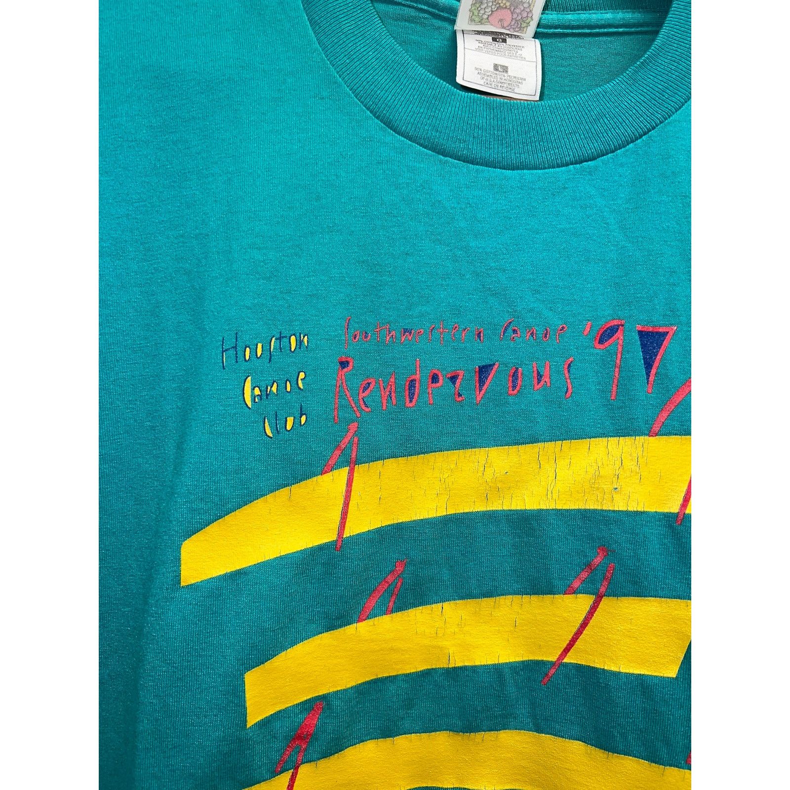 Fruit Of The Loom Vintage Canoe Shirt Houston Canoeing Club 97 Teal Tee M Size US M / EU 48-50 / 2 - 3 Thumbnail