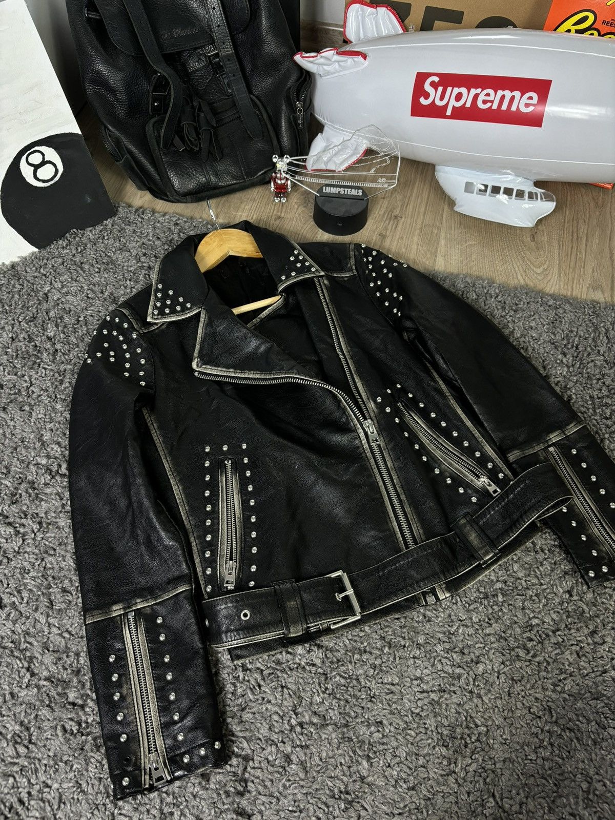 Vintage Vintage Y2K Leather Bomber Jacket 00s Avant Garde Distressed Size US S / EU 44-46 / 1 - 1 Thumbnail