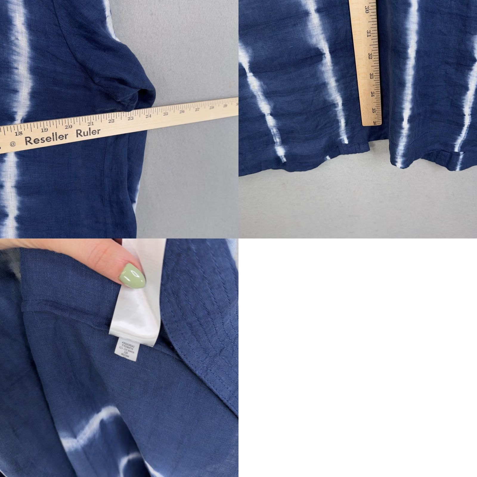 Vintage Chico's Kimono Jacket Womens 2 Blue White Tie Dye Linen Open Front Boho Chic Shirt Jacket Adult Regular XS-XL? Size XL / US 12-14 / IT 48-50 - 8 Thumbnail