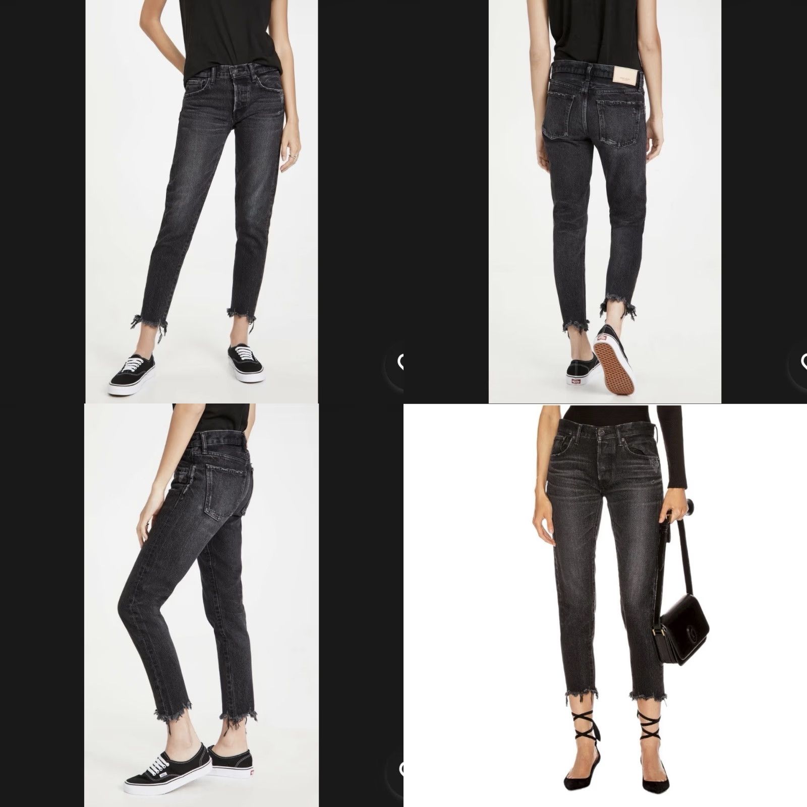 MOUSSY Moussy Vintage Staley Tapered Straight Leg Jeans Mid Rise Distressed Black 27 Womens Jeans Size 27" / US 4 / IT 40 - 8 Thumbnail