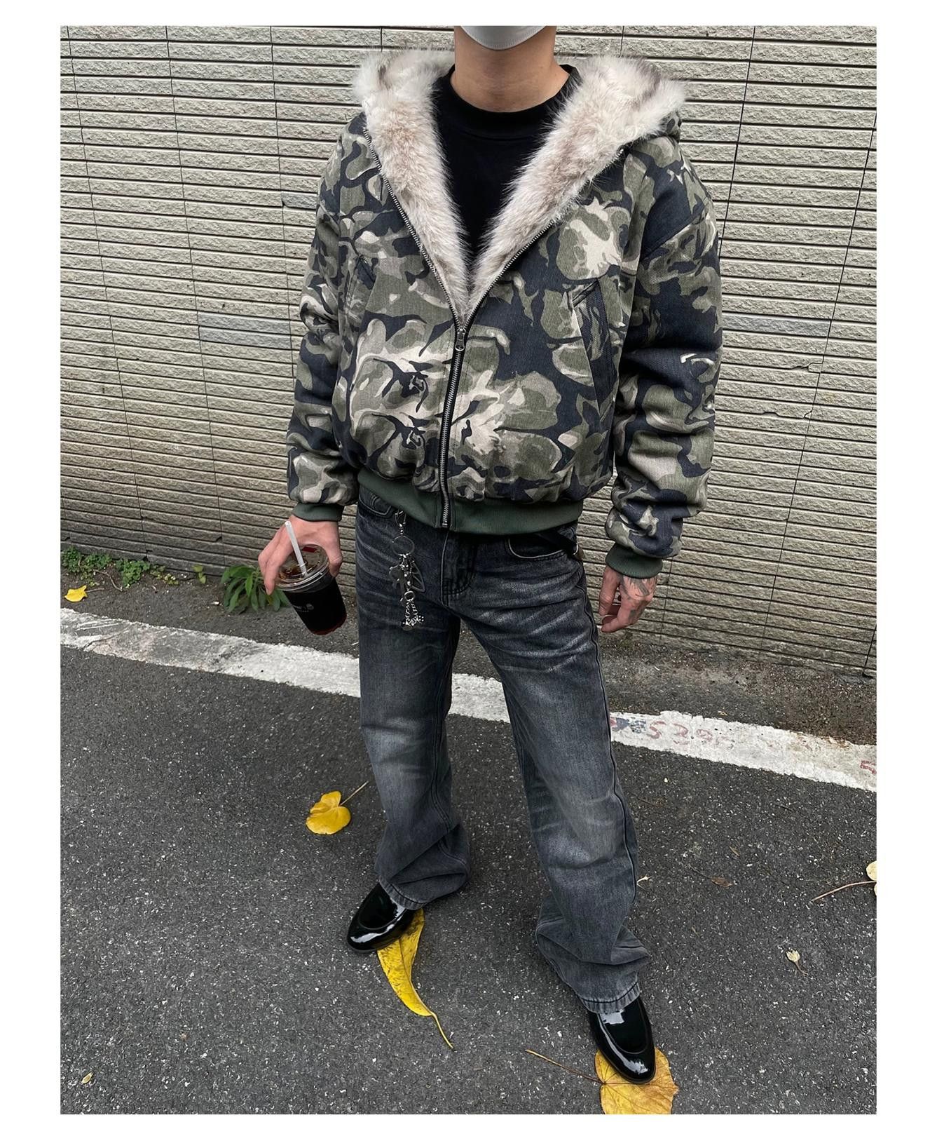 Japanese Brand Camouflage Faux Fur Lined Hooded Jacket, Men's Outerwear Size US M / EU 48-50 / 2 - 1 Thumbnail