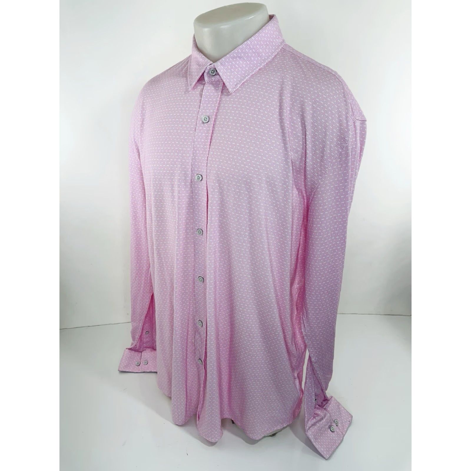 Buttero Buttercloth Shirt 2XL Pink Geometric Stripes Cotton Button-Up Long Sleeve Mens Size US XXL / EU 58 / 5 - 3 Thumbnail