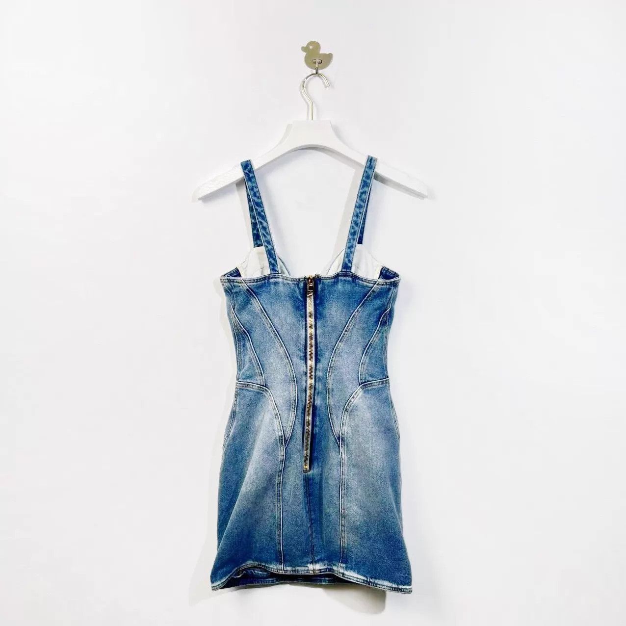 Balmain Balmain 24 New Heart Neck Zipper Short Denim Cami Dress Size XS / US 0-2 / IT 36-38 - 2 Thumbnail