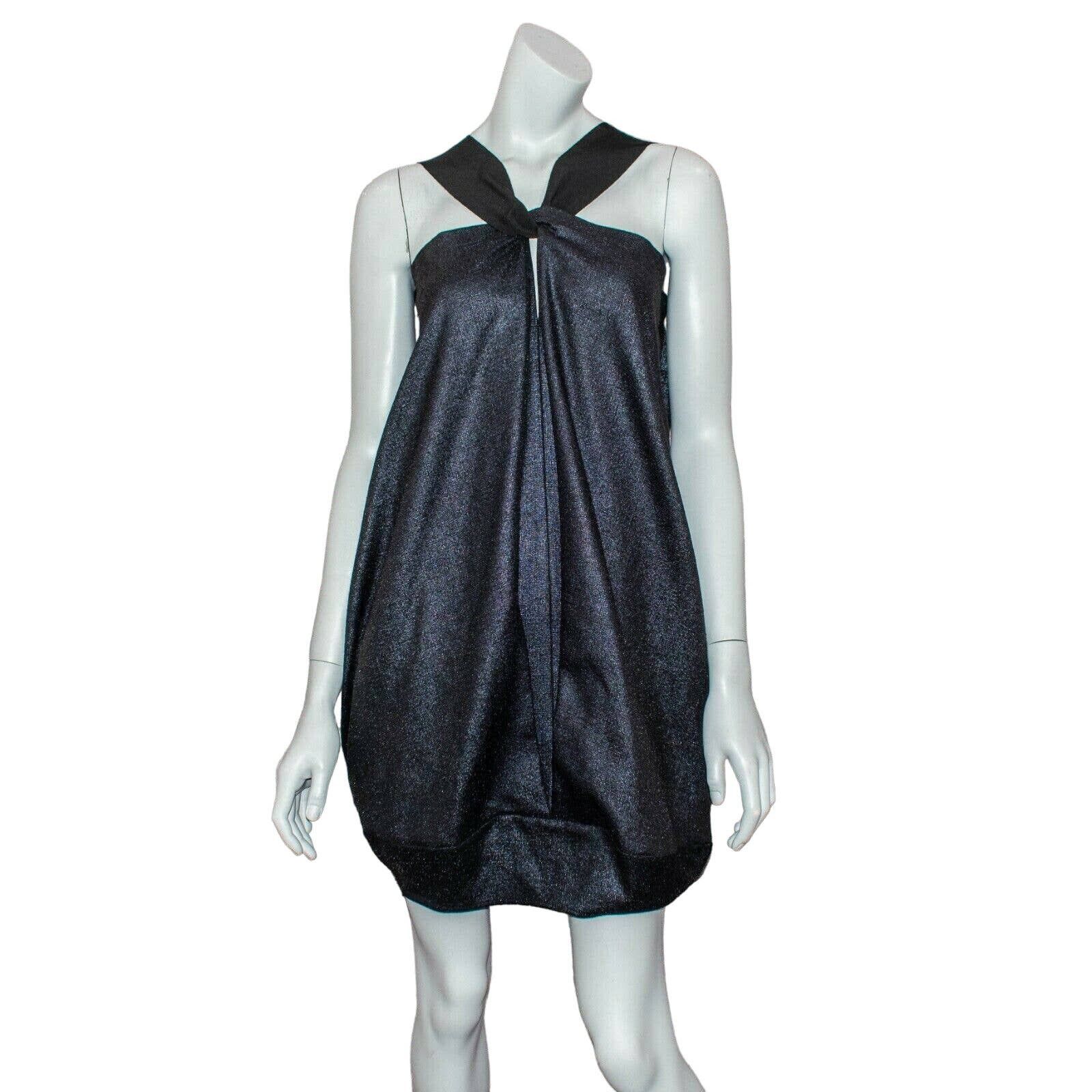 image of Zero Maria Cornejo The Bubble Dress Blue Metallic Wool Blend, Women's (Size XS)