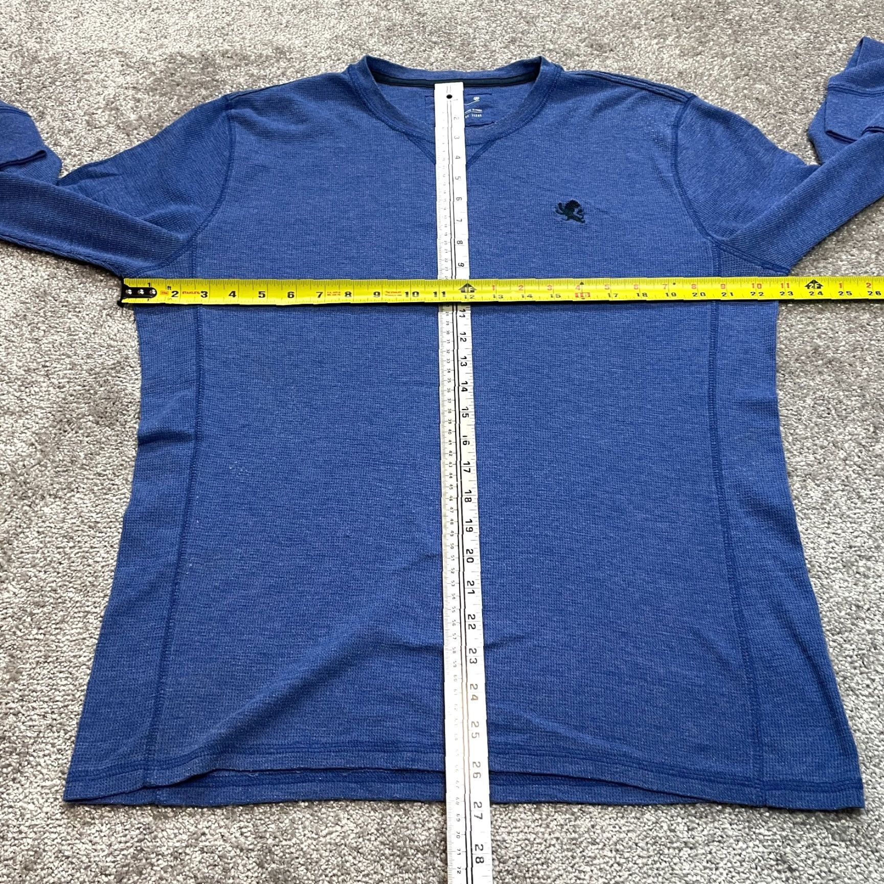 Express Express Shirt Mens XL Blue Thermal Waffle Knit Long Sleeve Tee Lion Logo Shirt Size US XL / EU 56 / 4 - 4 Thumbnail