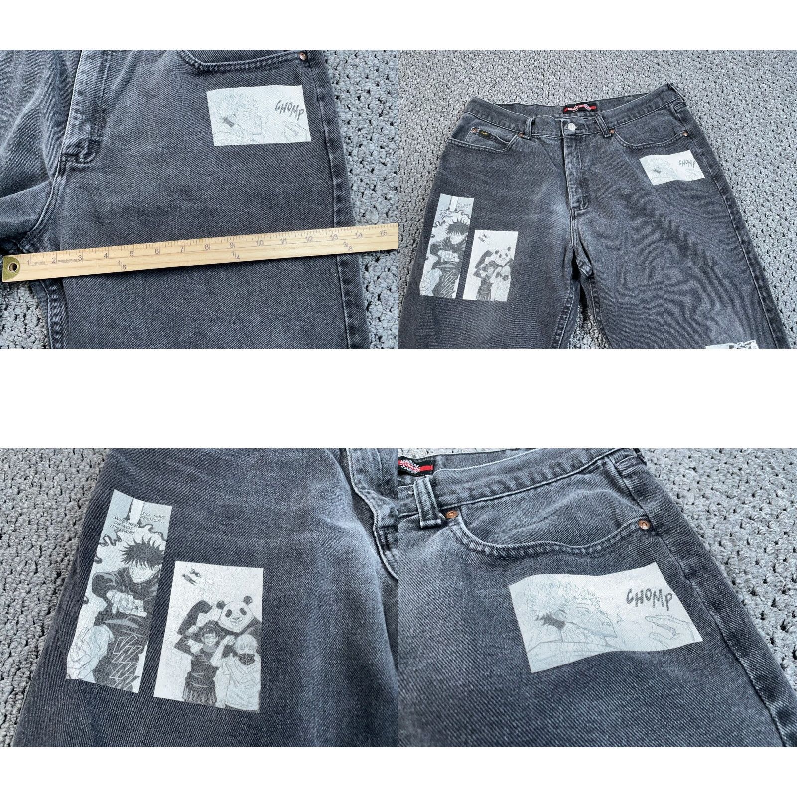 Lee VINTAGE Lee Men's Jeans 35x29 Relaxed Fit Cotton Denim Black Anime Jujutsu Kaisen Retro 90s Size US 35 - 8 Thumbnail