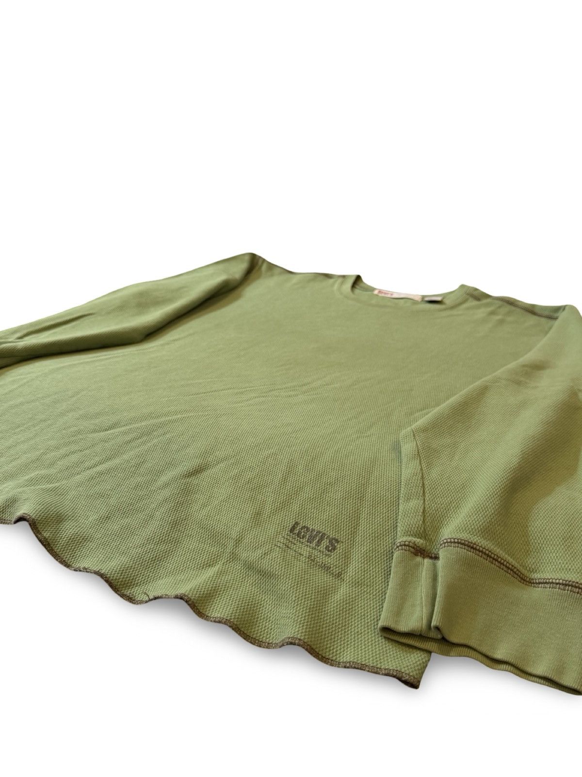 Levi's Levi's Green Waffle-Knit Cotton Thermal Crew Neck XL Size US XL / EU 56 / 4 - 2 Thumbnail
