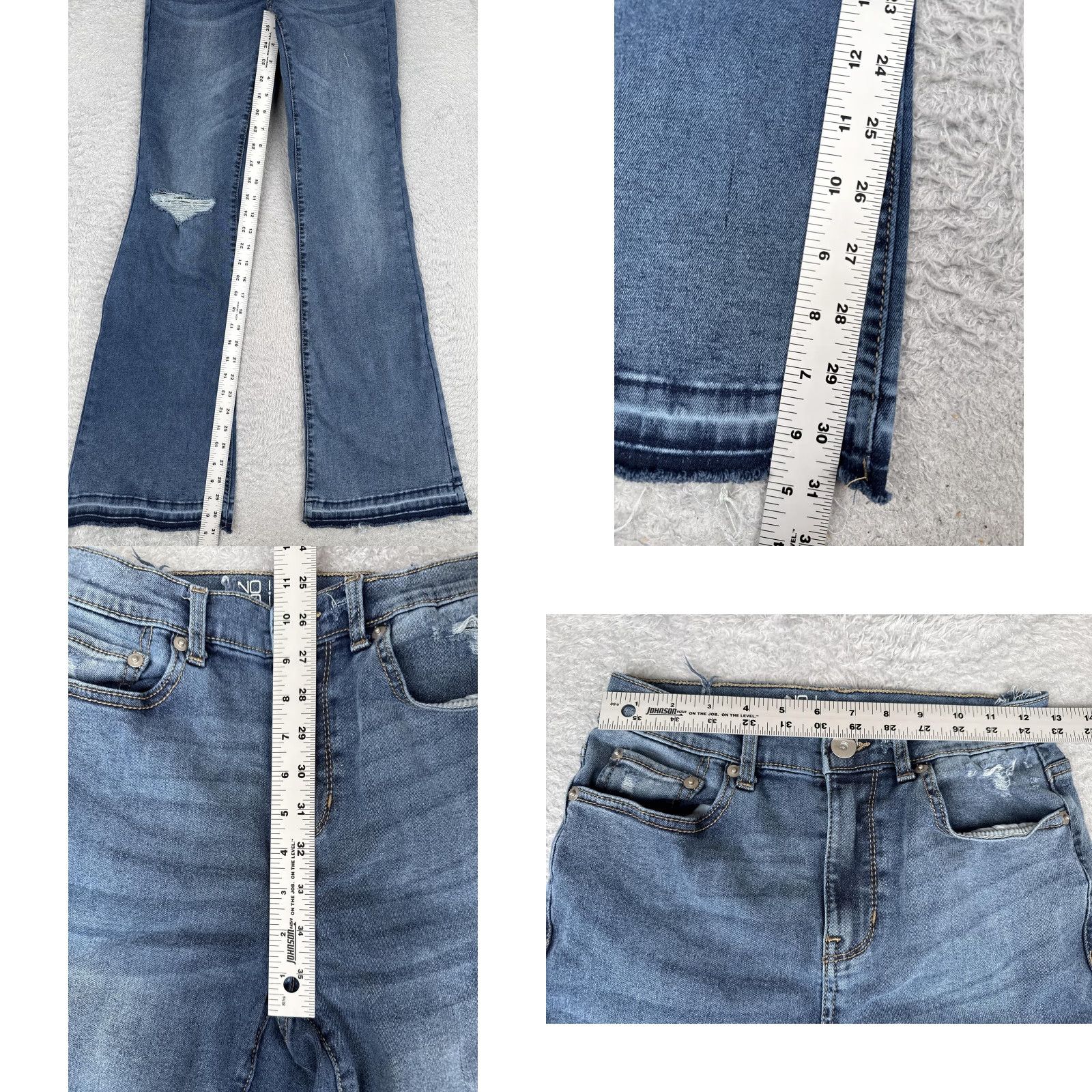 Vintage VINTAGE No Boundaries Jeans Womens Juniors 9 Medium Wash Flare Distressed Raw Hem Denim Size 30" / US 8 / IT 44 - 8 Thumbnail