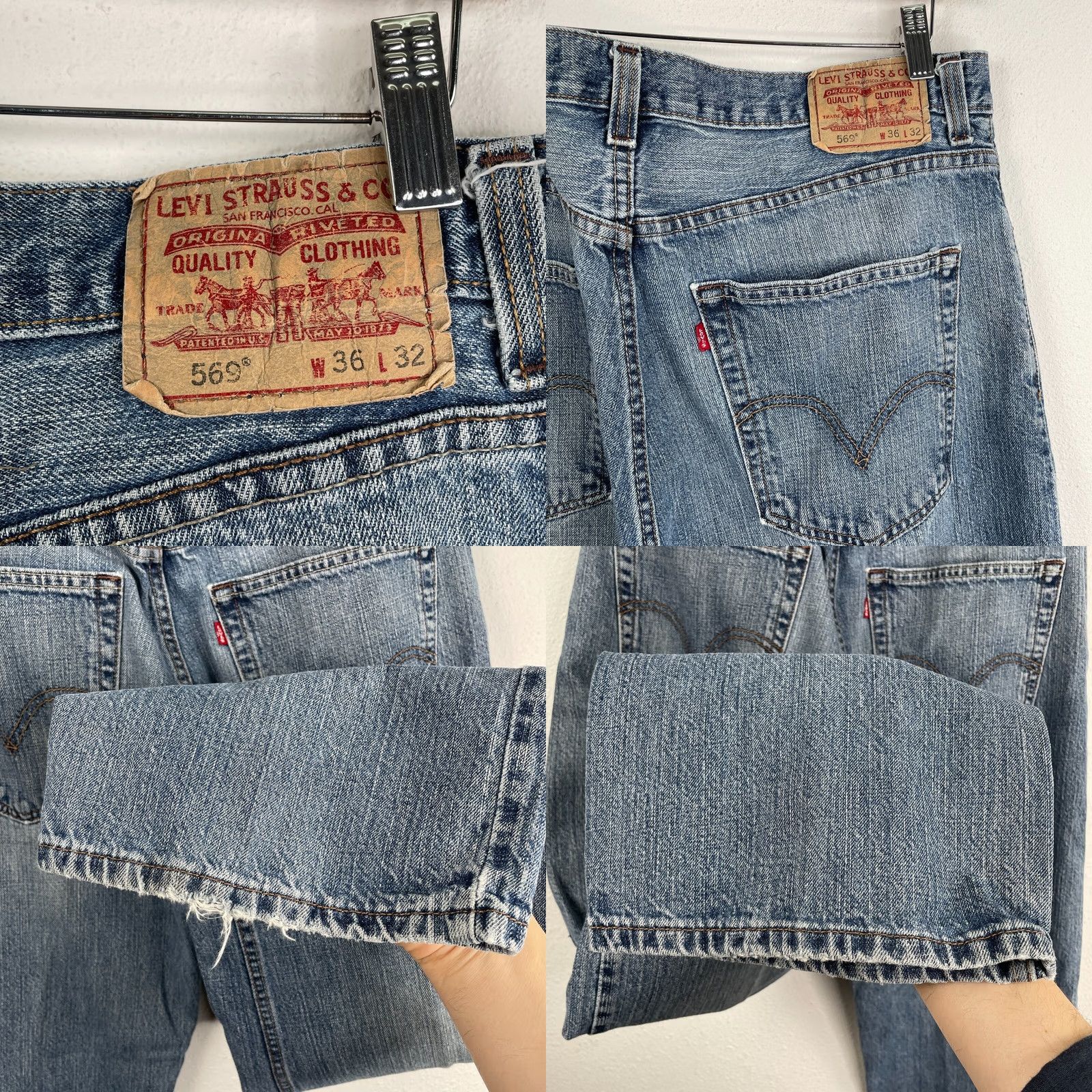 Levi's VINTAGE Levi's 569 Jeans Men Blue Straight Loose Denim 36x30 100% Cotton Distressed Regular Rise High Size US 36 / EU 52 - 8 Thumbnail