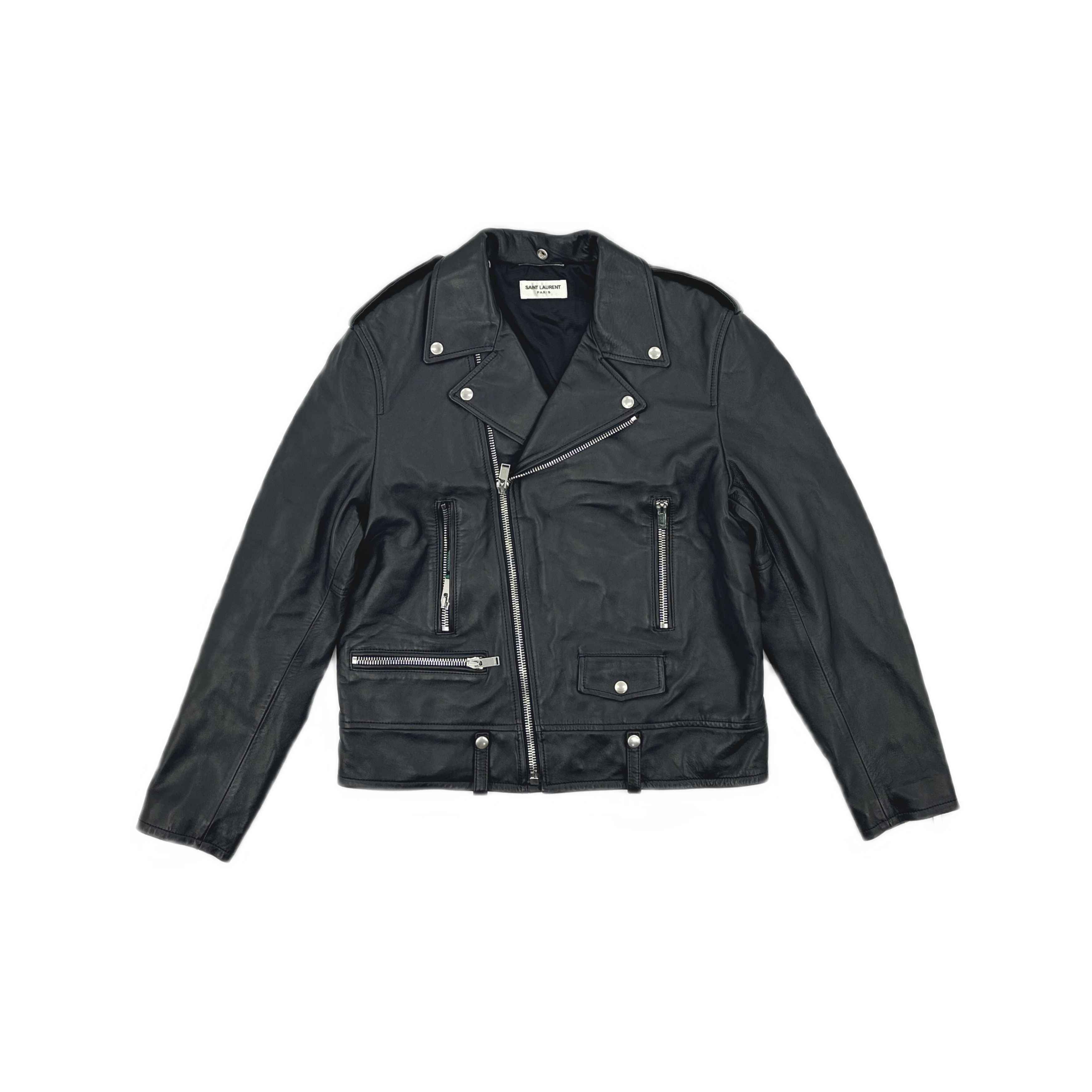 Saint Laurent Paris FW13 L17 Calf Leather Biker Jacket Size 42