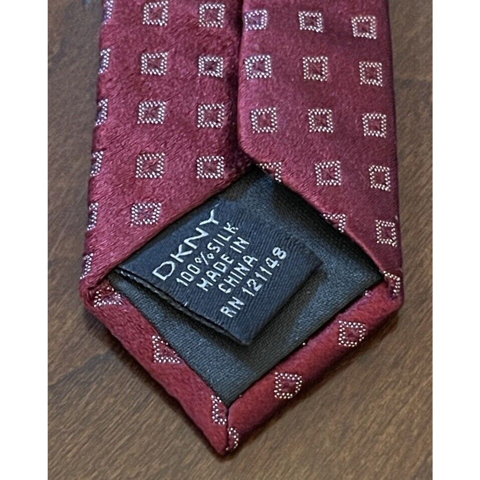 DKNY Dkny Burgundy 100% Silk Men’s Neck Tie Made In China Size ONE SIZE - 7 Thumbnail