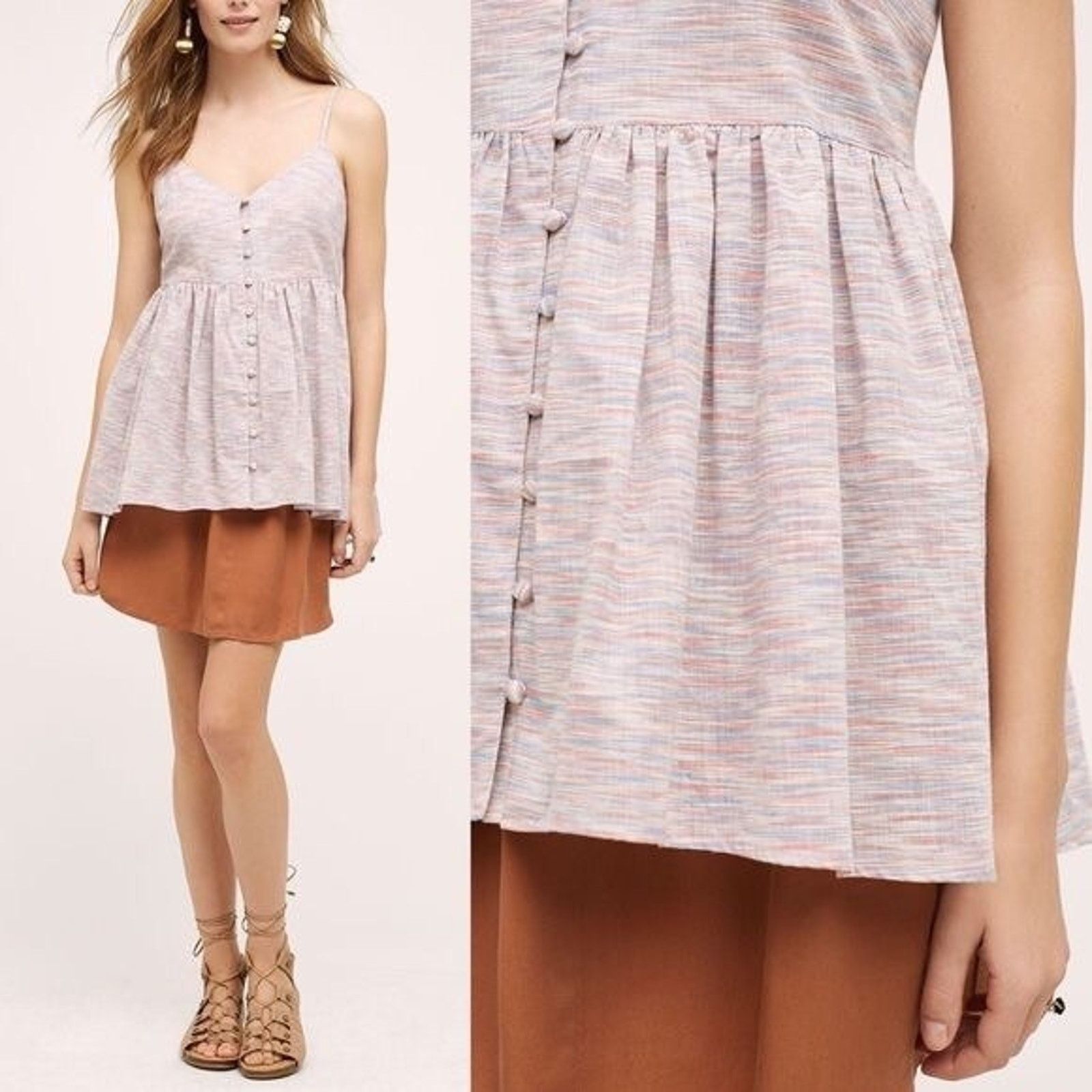 Anthropologie New Anthropologie x Tylho Button Front Strappy Tank $88 Sz S Size S / US 4 / IT 40 - 2 Thumbnail