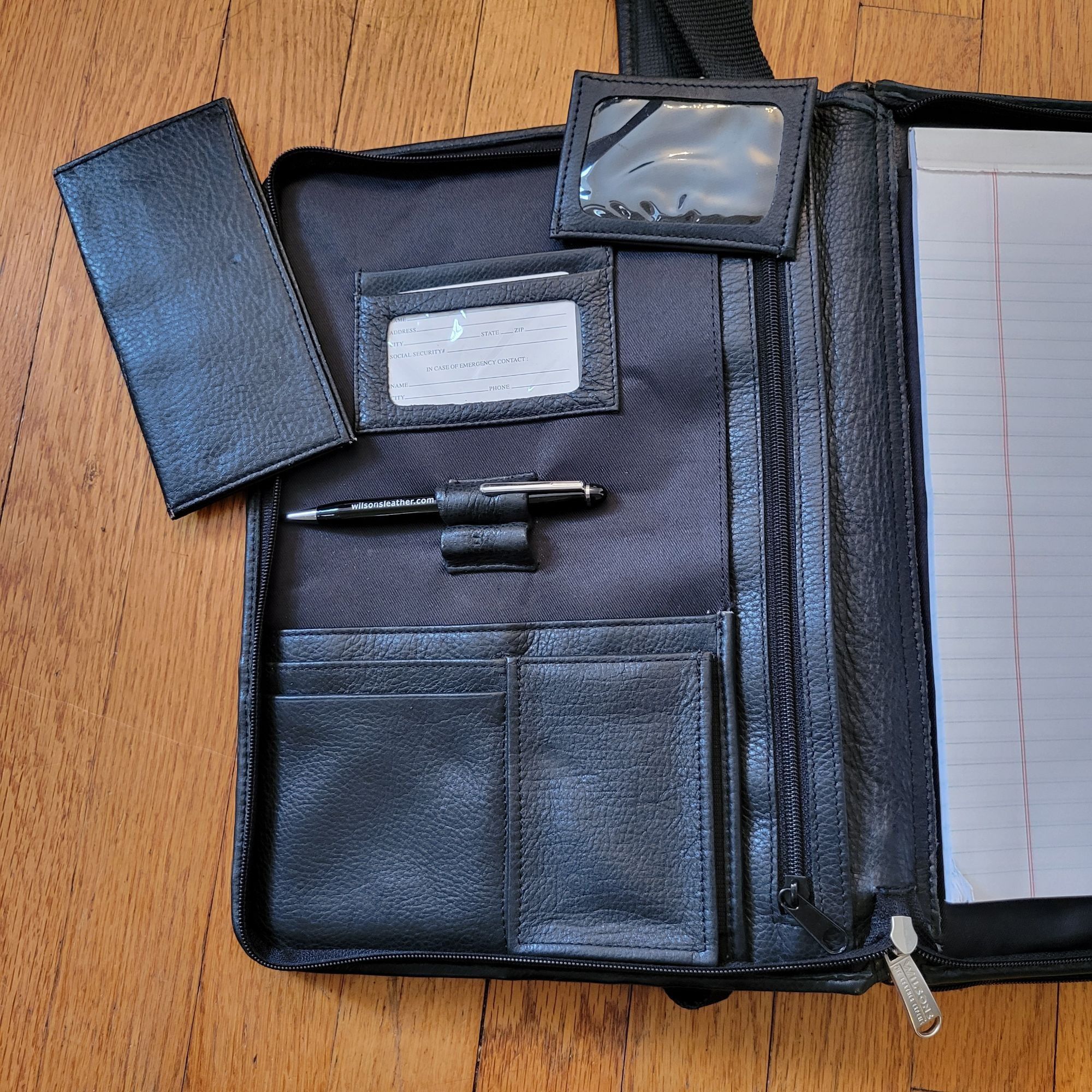 Wilsons Leather Wilsons Black Leather Business Portfolio Adjustable Shoulder Size ONE SIZE - 4 Thumbnail