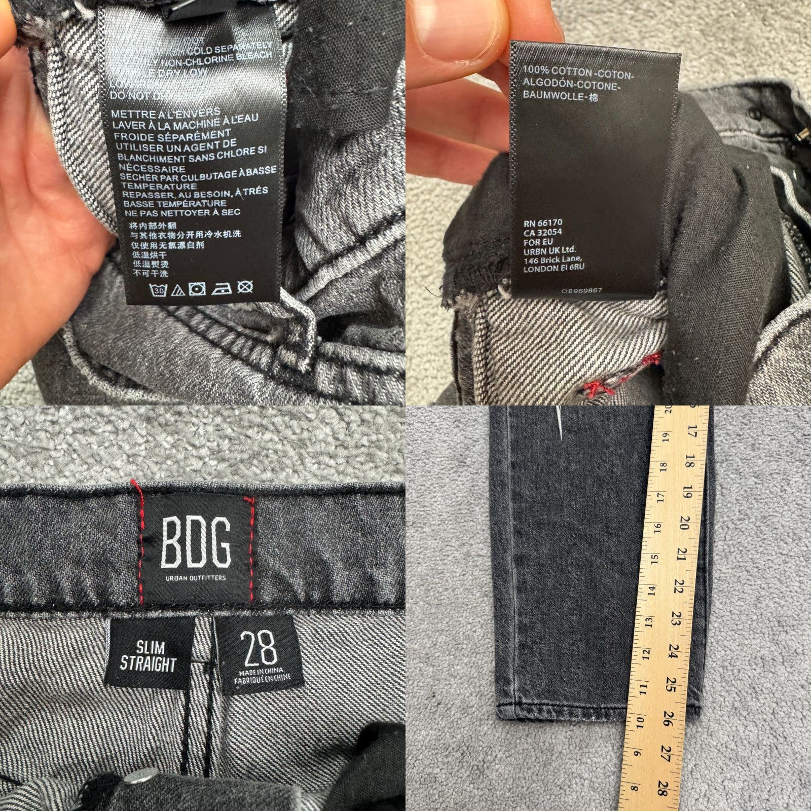 Urban Outfitters BDG Urban Outfitters Button Fly Slim Fit Denim Jeans Womens 28 Black Distressed Vintage No Size 28" / US 6 / IT 42 - 8 Thumbnail