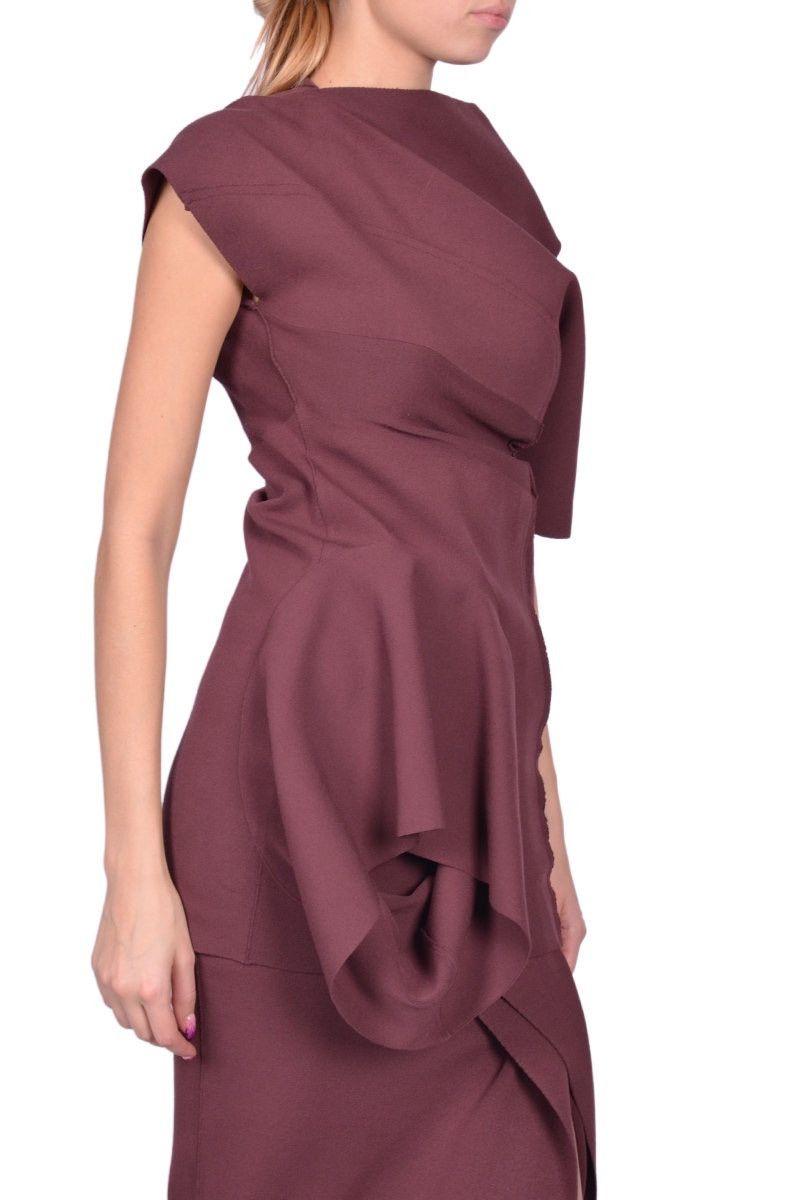 Rick Owens Last Size Rick Owens Drapped Burgundy Asymmetrical Top Size M / US 6-8 / IT 42-44 - 3 Thumbnail