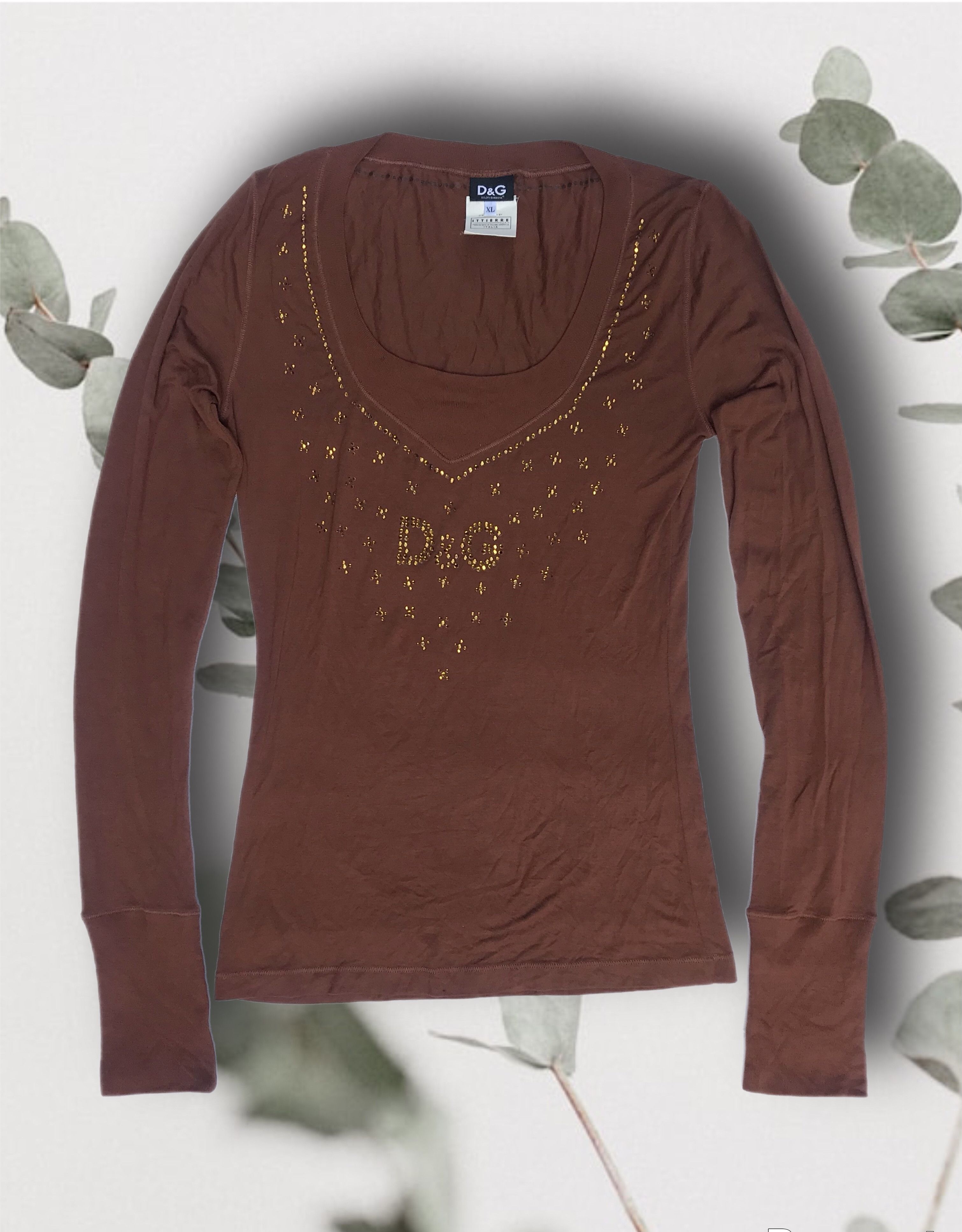 Dolce & Gabbana D&G Women's Shirt Long Sleeve Rhinestones