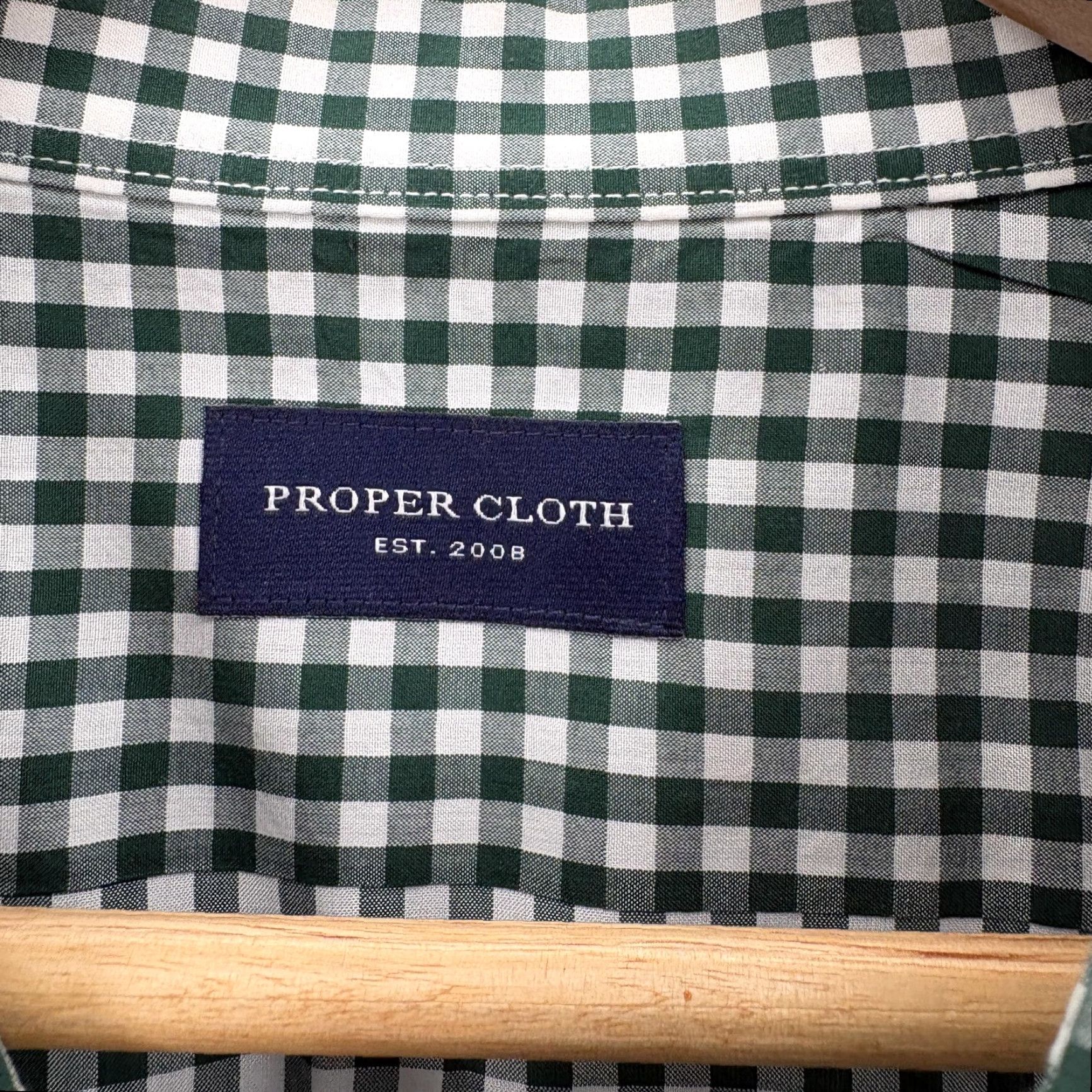 Proper Cloth Proper Cloth Shirt Mens 3XL Green White Gingham Button Long Sleeve Cotton Shirt Size US XXL / EU 58 / 5 - 3 Thumbnail
