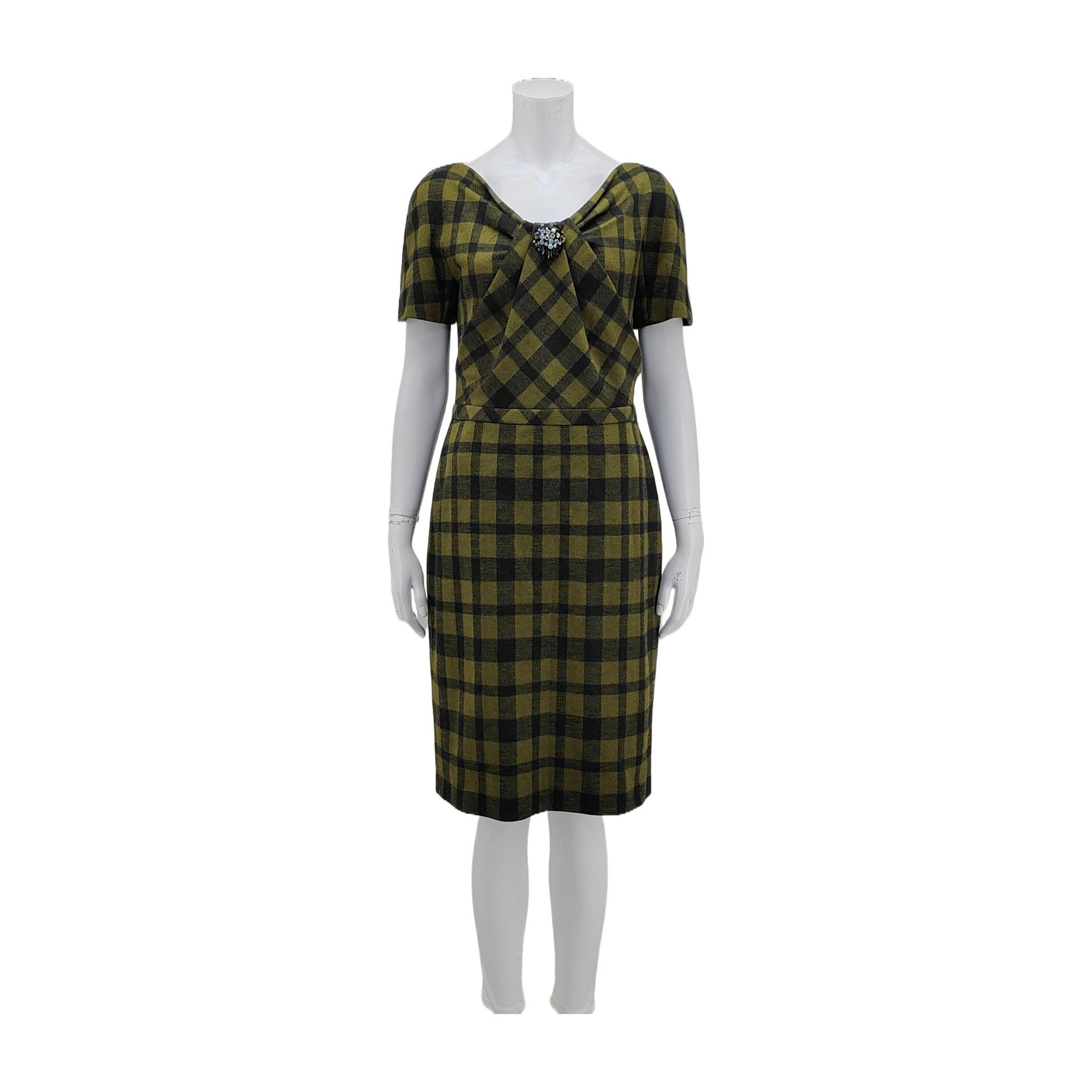 Gucci Gucci Olive Green Lace Up Dress Size 40