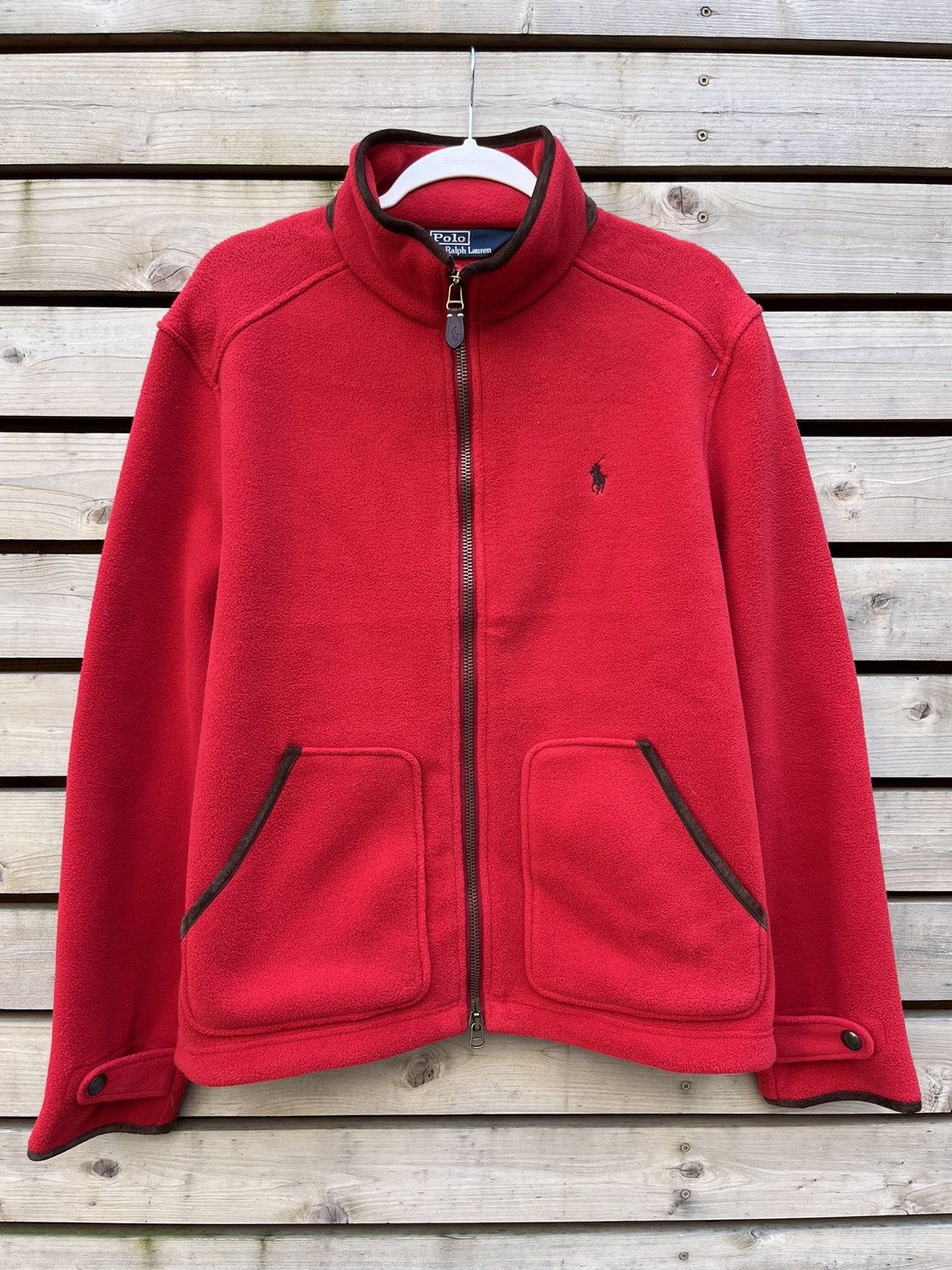 Polo Ralph Lauren × Ralph Lauren × Vintage Polo Ralph Lauren Fleece Jacket Full Zip Leather Trim Size US L / EU 52-54 / 3 - 1 Thumbnail
