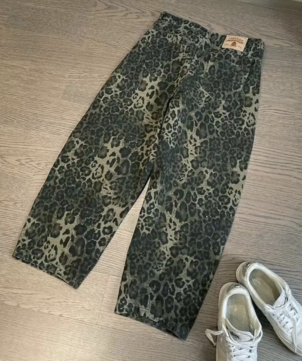 Wide Leg Leopard Print Casual Jeans